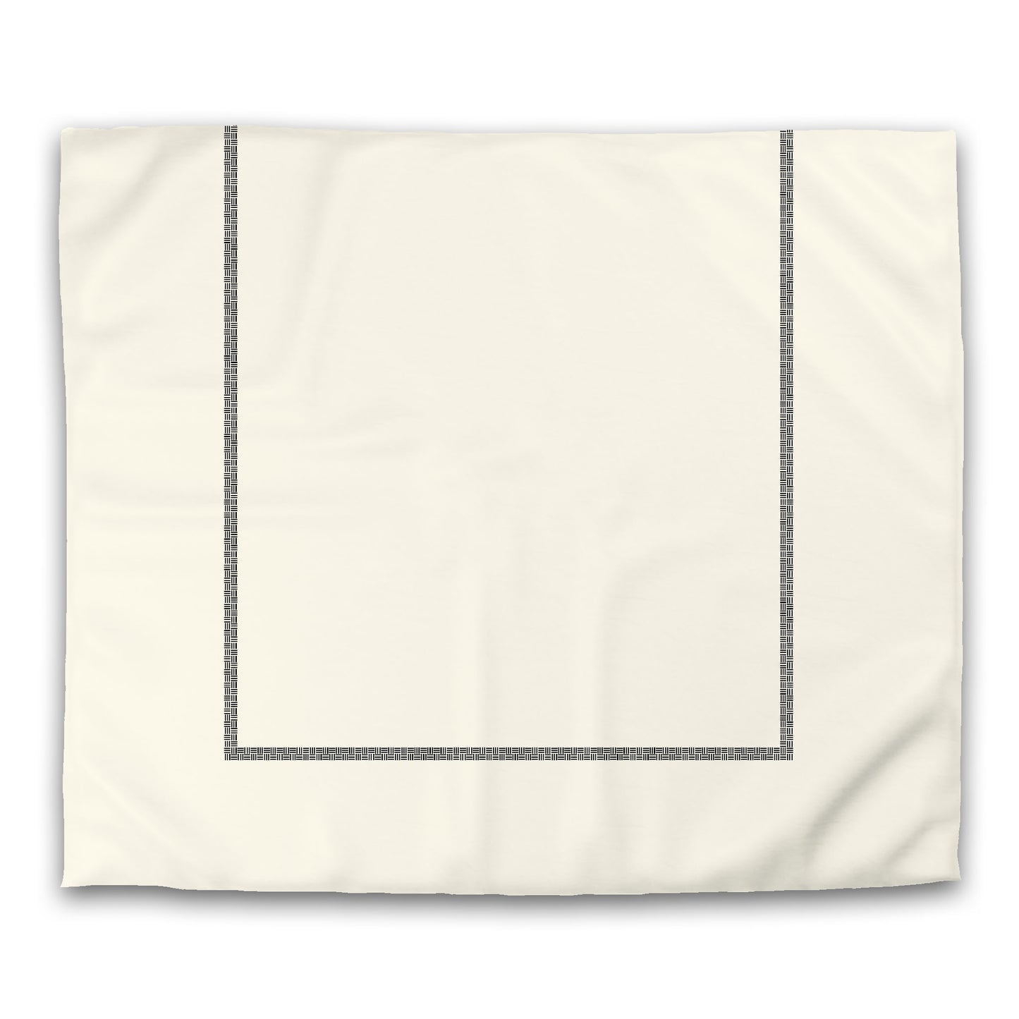 Pale Cream Microfiber Duvet Cover, Black Double Weave Motif Print, Classic Border, King (width x length) 104 x 88 inches / 264 x 224 cm