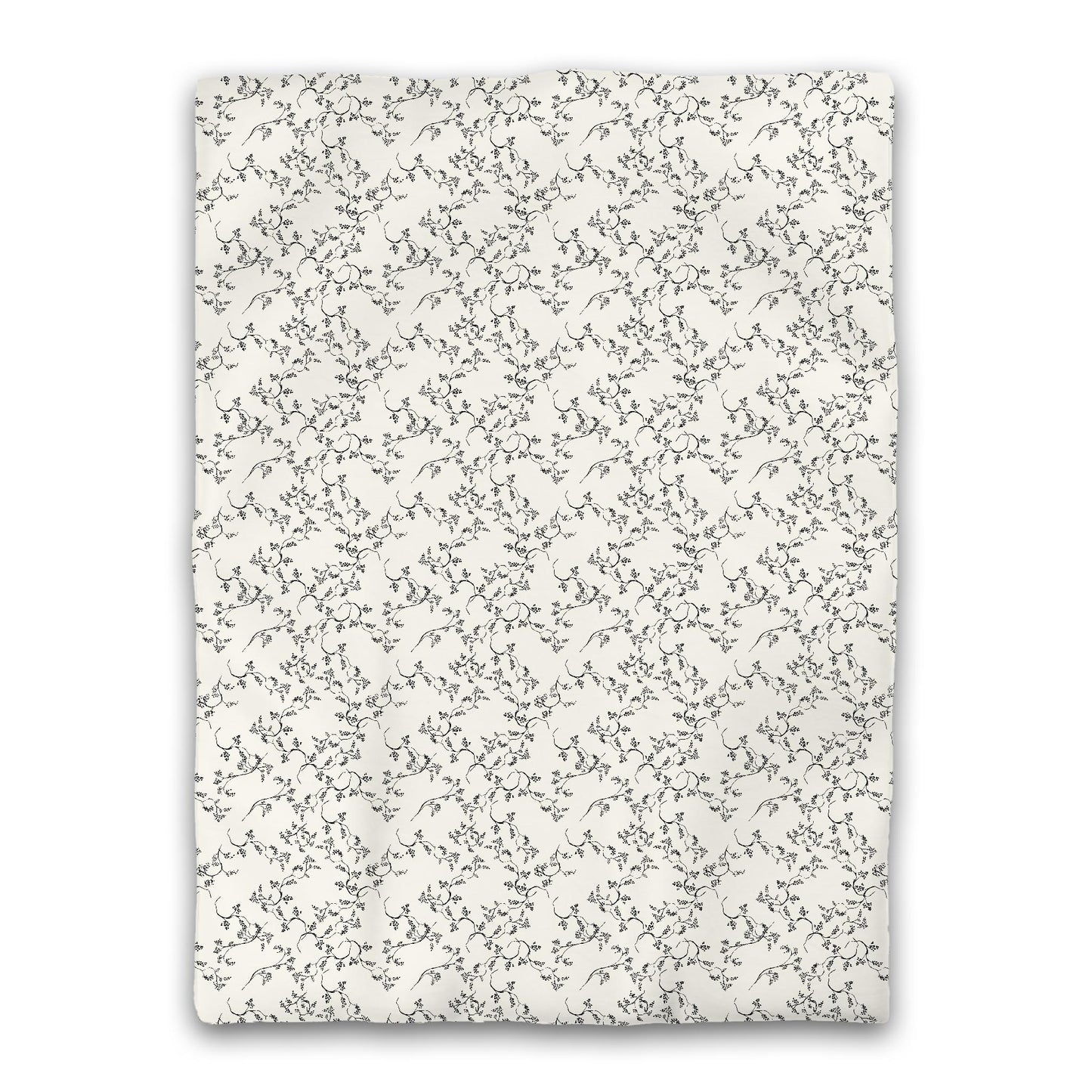 Pale Cream Microfiber Duvet Cover, Black Hand-painted Vine Print, Twin (width x length) 68 x 88 inches / 173 x 224 cm
