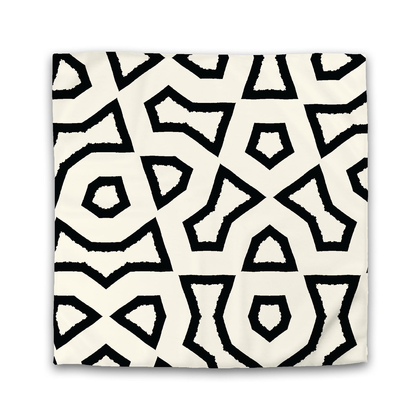 Pale Cream Cotton Sateen Duvet Cover, Bold Black Graphic | CSDU-1013-391