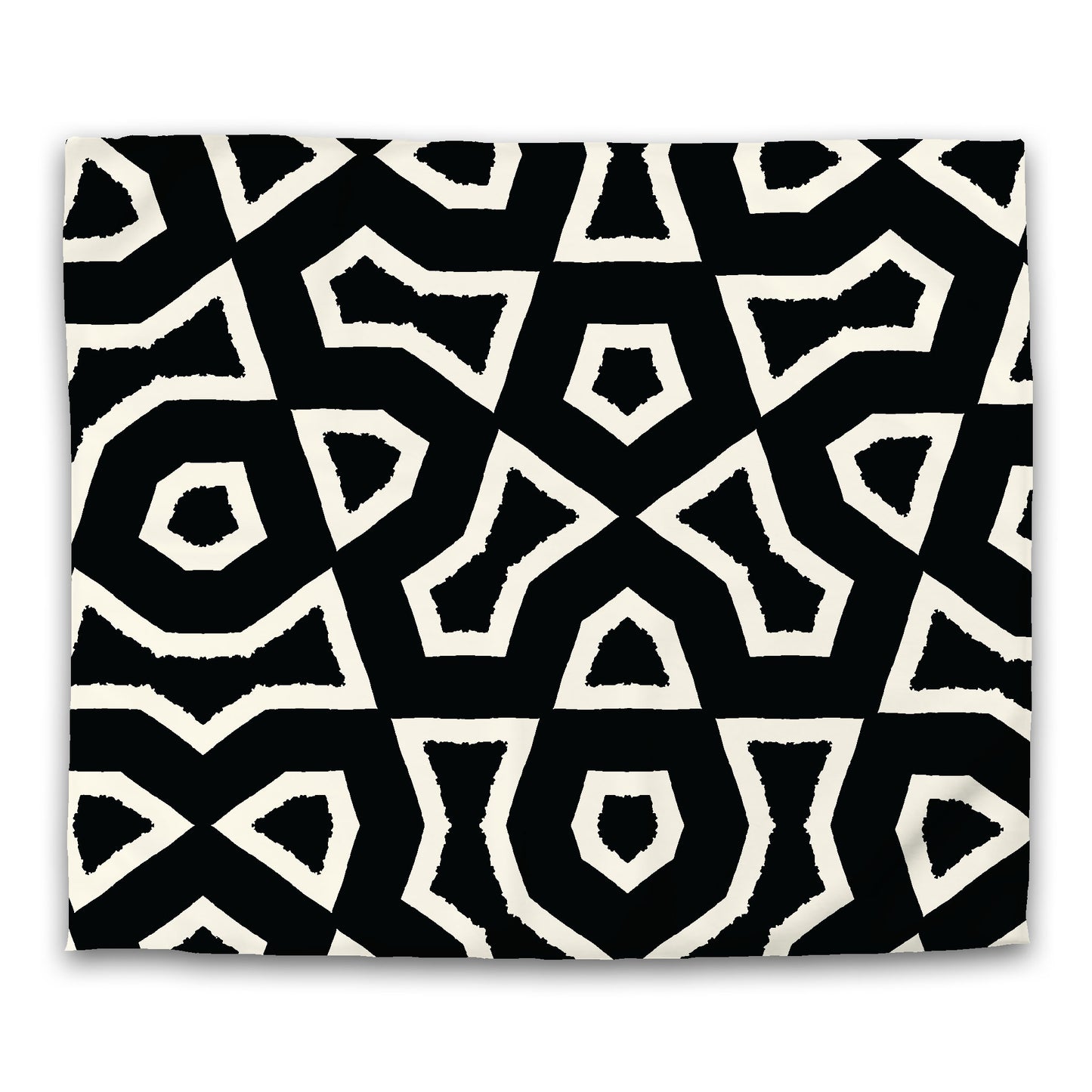 Black Microfiber Duvet Cover, Bold Pale Cream Graphic, King (width x length) 104 x 88 inches / 264 x 224 cm