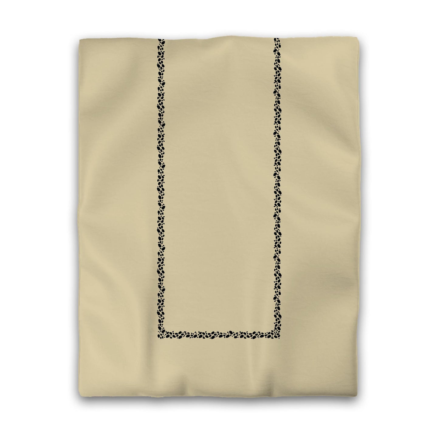 Desert Sand Cotton Sateen Duvet Cover, Black Hand-painted Dab Motif Print, Classic Border, Twin (width x length) 70 x 90 inches / 178 x 229 cm