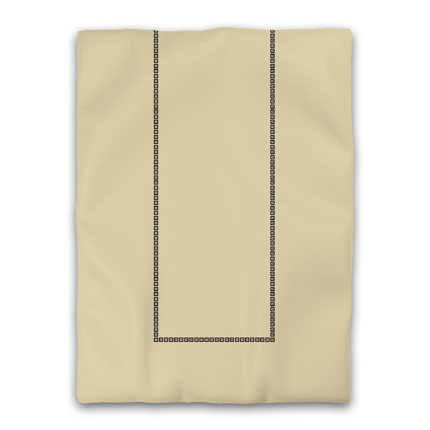 Desert Sand Microfiber Duvet Cover, Black Repeating Square Motif Print, Classic Border, Twin (width x length) 68 x 88 inches / 173 x 224 cm