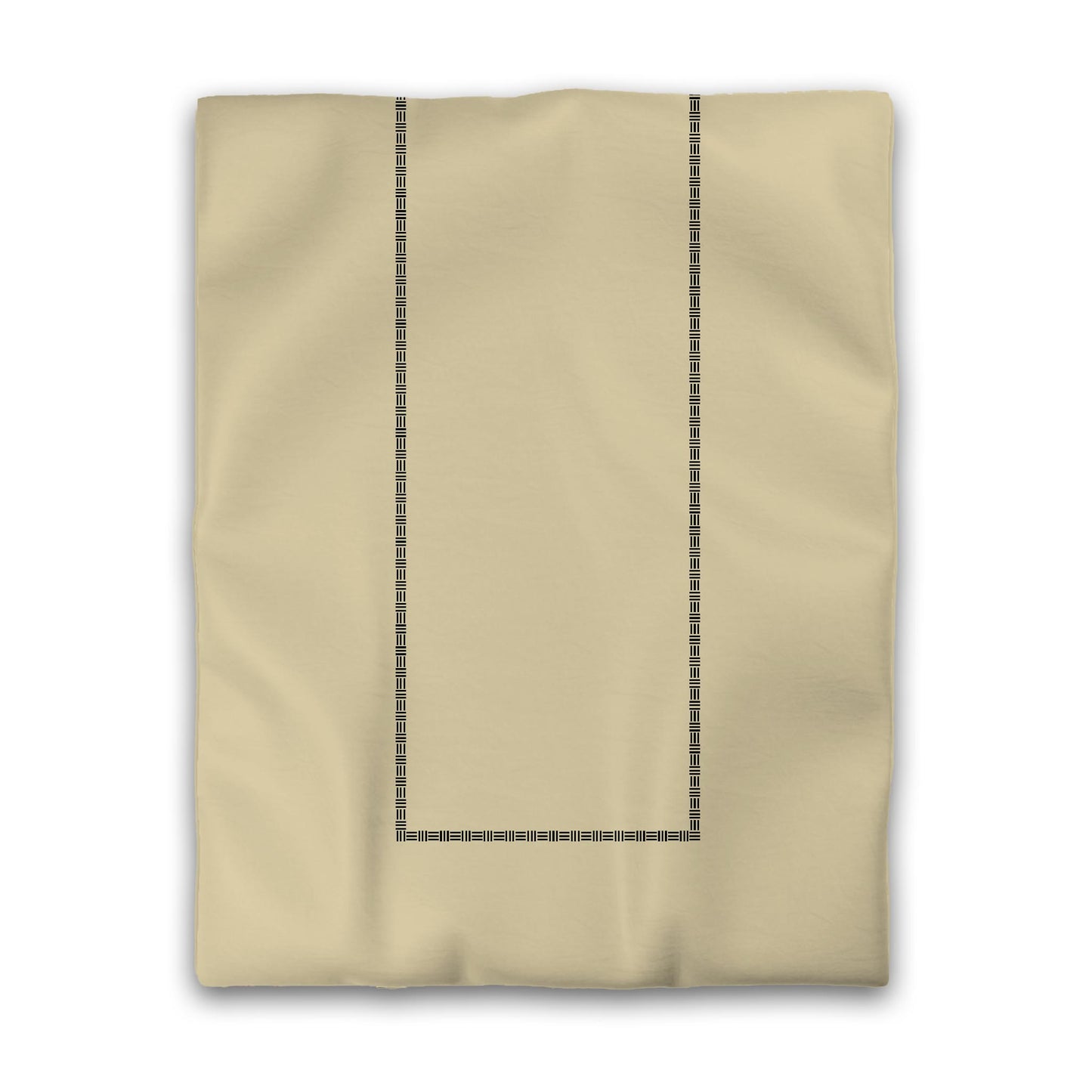Tan Microfiber Duvet Cover, Black Single Weave Motif Print, Classic Border | MFDU-1014-141