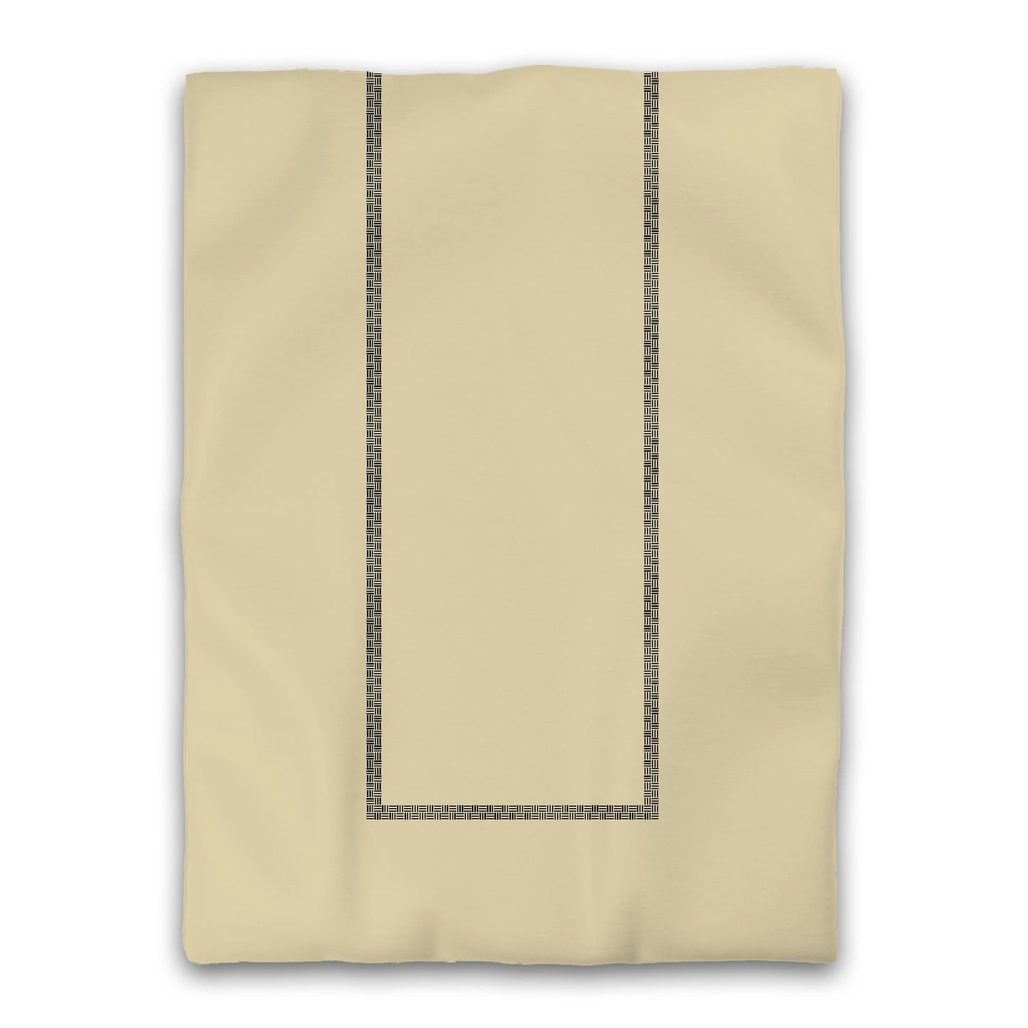 Desert Sand Microfiber Duvet Cover, Black Double Weave Motif Print, Classic Border, Twin (width x length) 68 x 88 inches / 173 x 224 cm