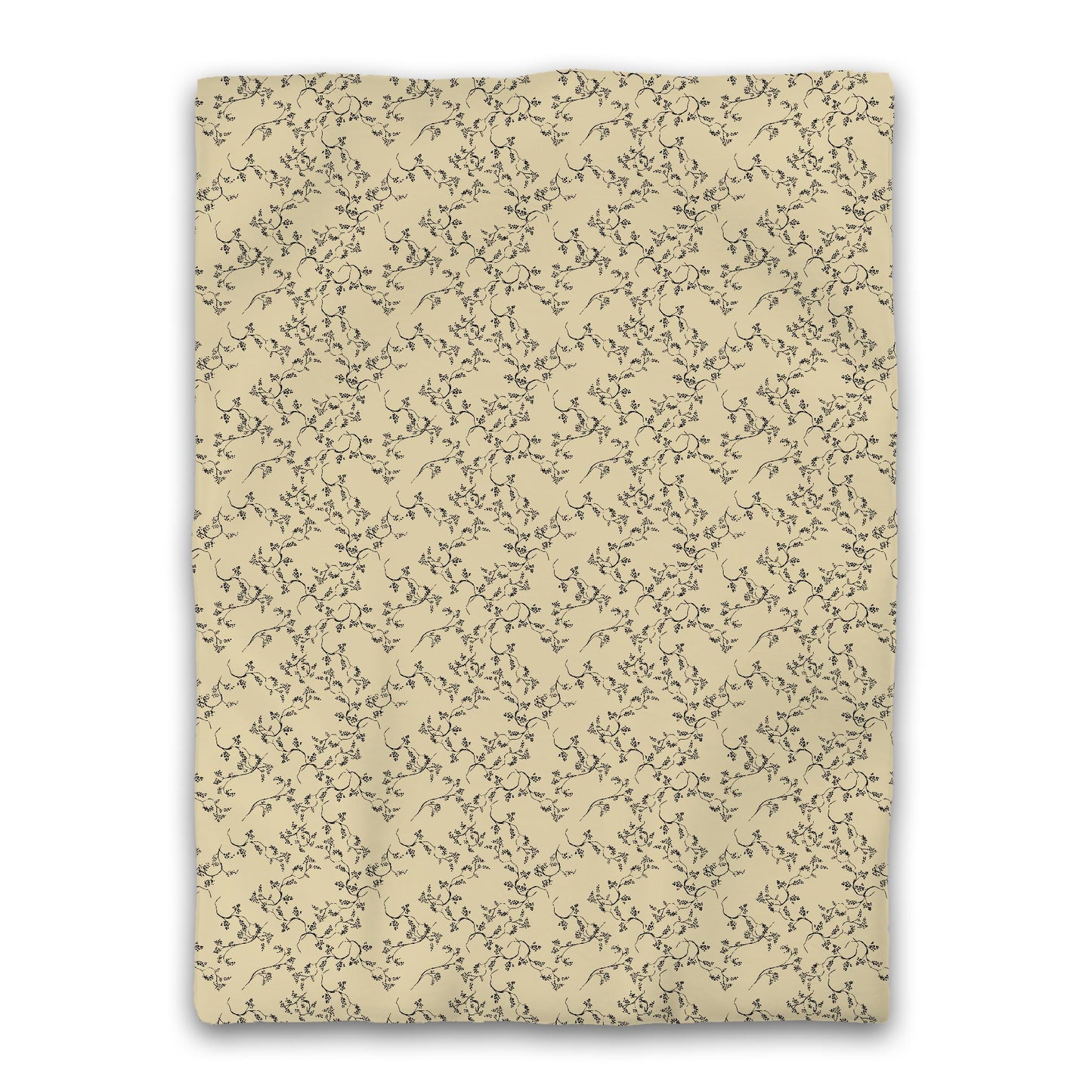 Desert Sand Microfiber Duvet Cover, Black Hand-painted Vine Print, Twin (width x length) 68 x 88 inches / 173 x 224 cm