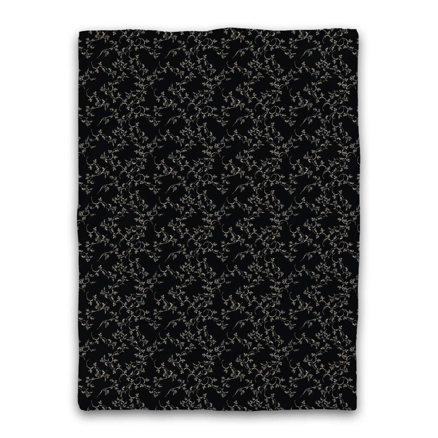 Black Microfiber Duvet Cover, Desert Sand Hand-painted Vine Print, Twin (width x length) 68 x 88 inches / 173 x 224 cm