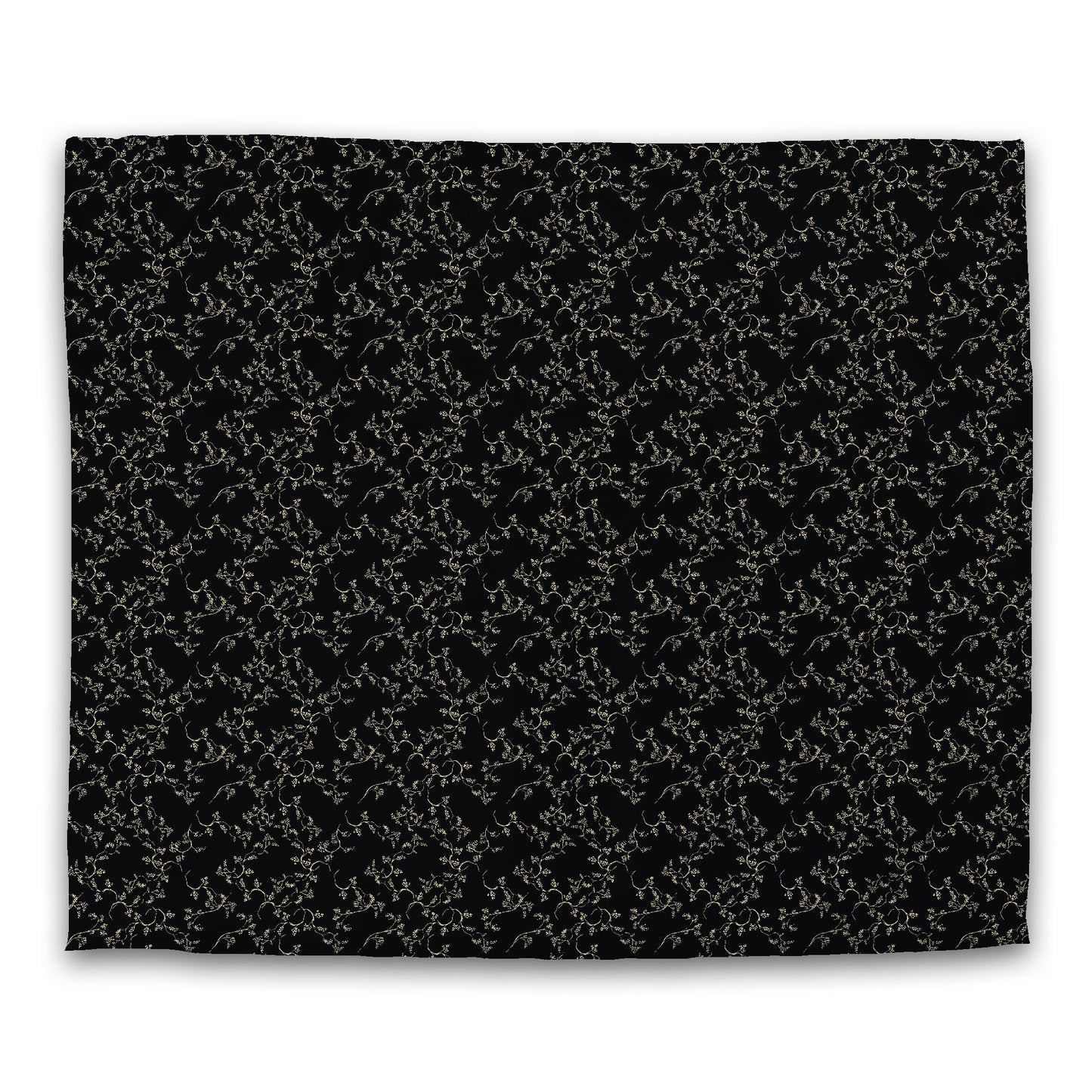 Black Microfiber Duvet Cover, Desert Sand Hand-painted Vine Print, King (width x length) 104 x 88 inches / 264 x 224 cm