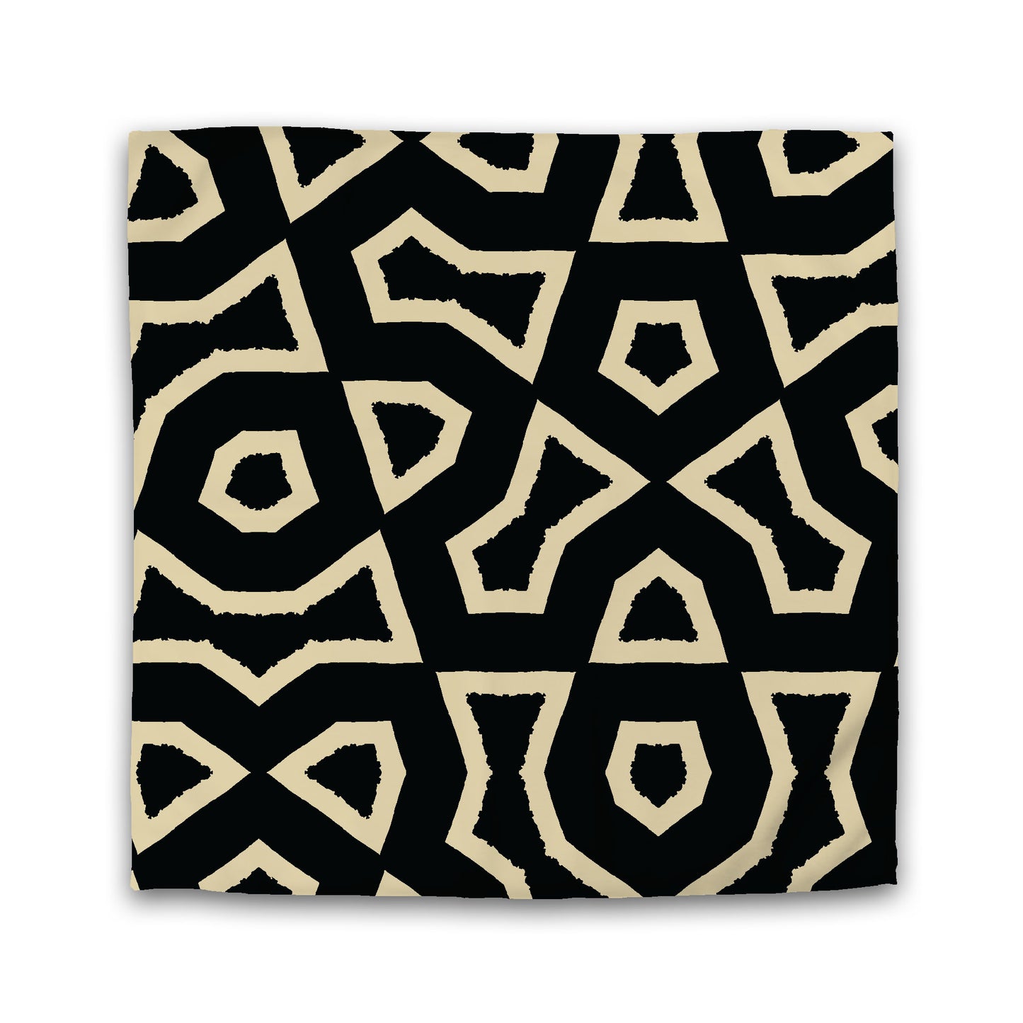 Black Cotton Sateen Duvet Cover, Bold Tan Graphic | CSDU-1014-392