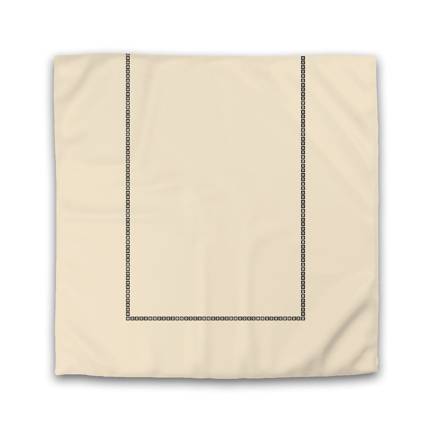 Beige Microfiber Duvet Cover, Black Repeating Square Motif Print, Classic Border, Twin XL (width x length) 68 x 92 inches / 173 x 234 cm