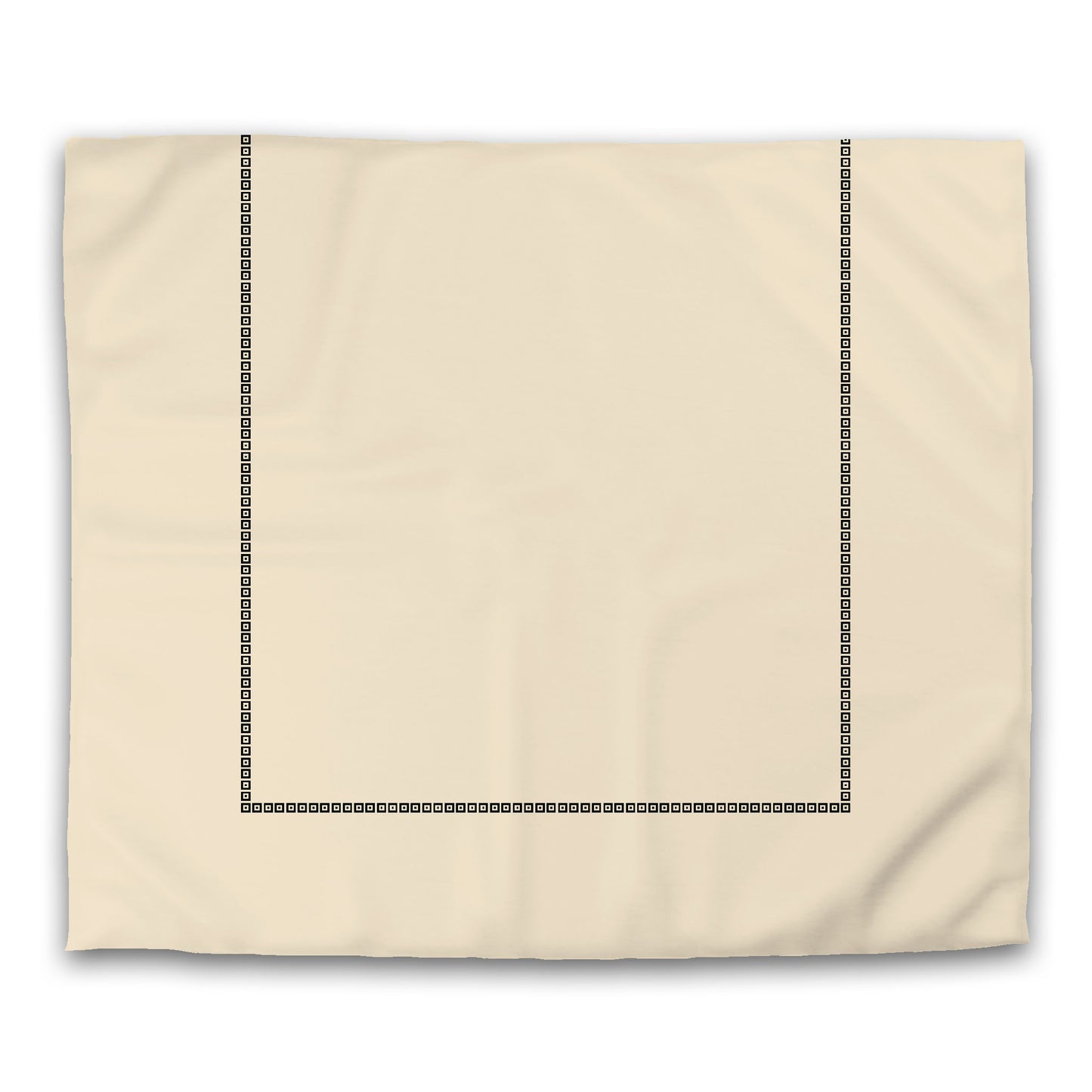 Beige Microfiber Duvet Cover, Black Repeating Square Motif Print, Classic Border, King (width x length) 104 x 88 inches / 264 x 224 cm