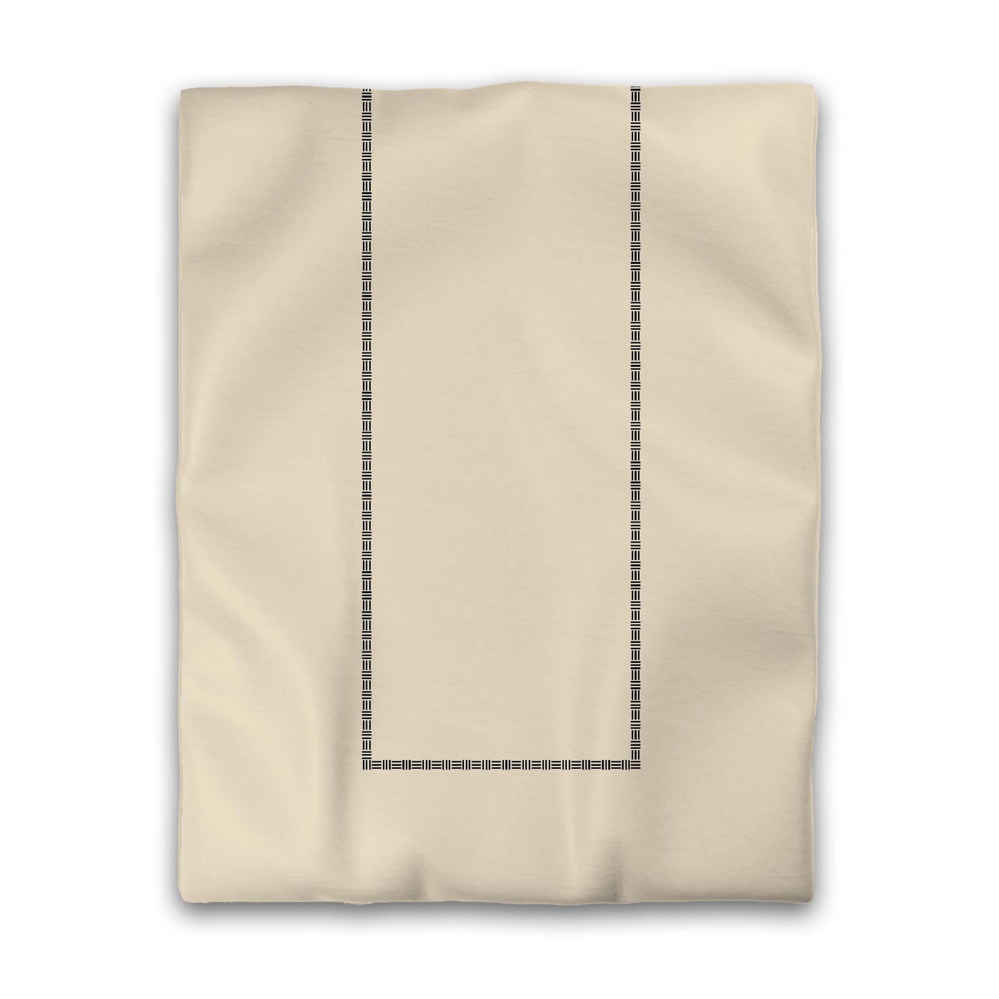 Beige Microfiber Duvet Cover, Black Single Weave Motif Print, Classic Border | MFDU-1015-141