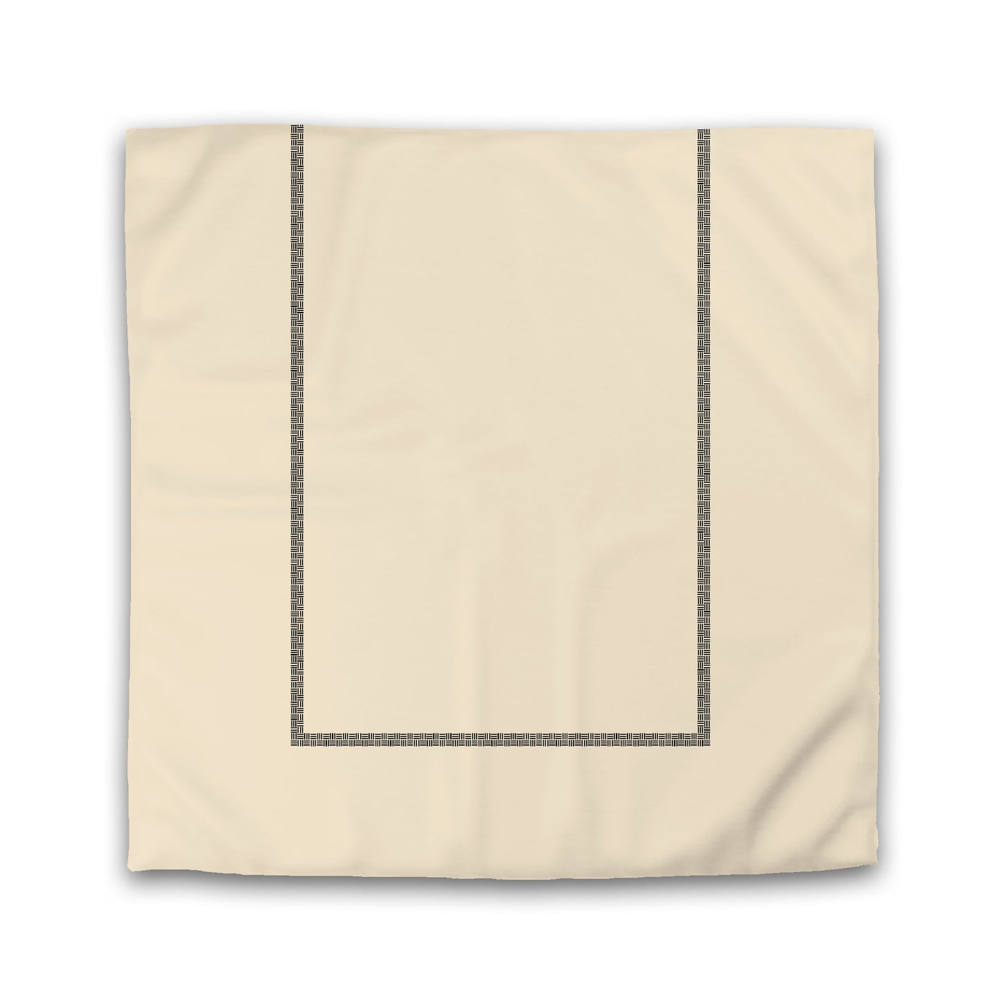 Beige Microfiber Duvet Cover, Black Double Weave Motif Print, Classic Border, Twin XL (width x length) 68 x 92 inches / 173 x 234 cm
