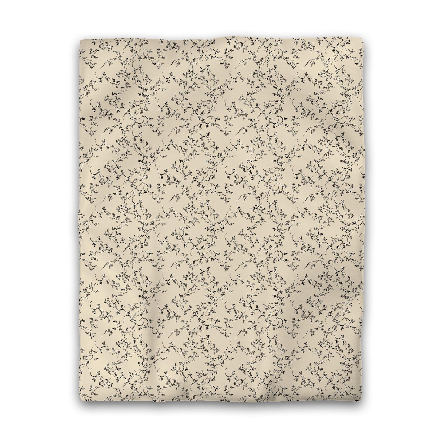 Beige Microfiber Duvet Cover, Black Hand-painted Vine Print | MFDU-1015-181