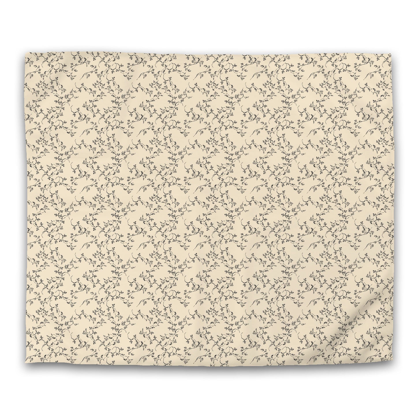 Beige Microfiber Duvet Cover, Black Hand-painted Vine Print, King (width x length) 104 x 88 inches / 264 x 224 cm