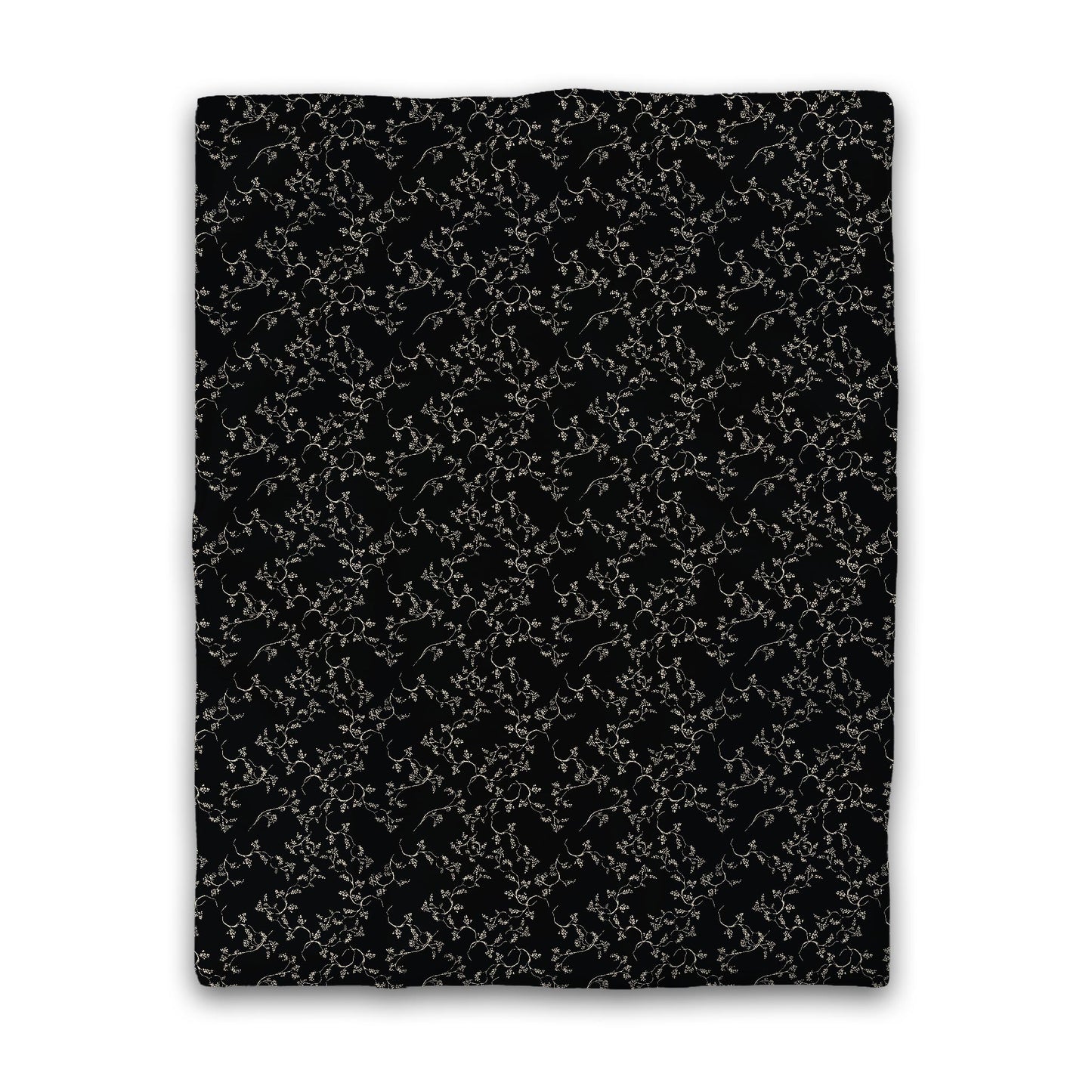 Black Microfiber Duvet Cover, Beige Hand-painted Vine Print | MFDU-1015-182