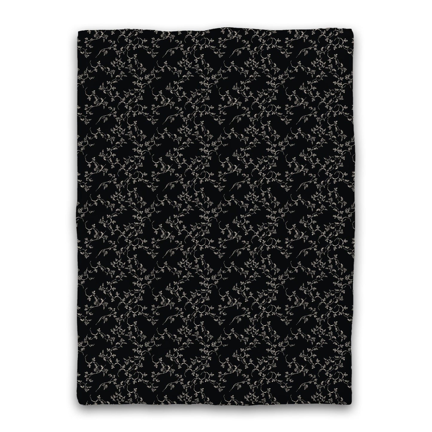 Black Microfiber Duvet Cover, Beige Hand-painted Vine Print, Twin (width x length) 68 x 88 inches / 173 x 224 cm