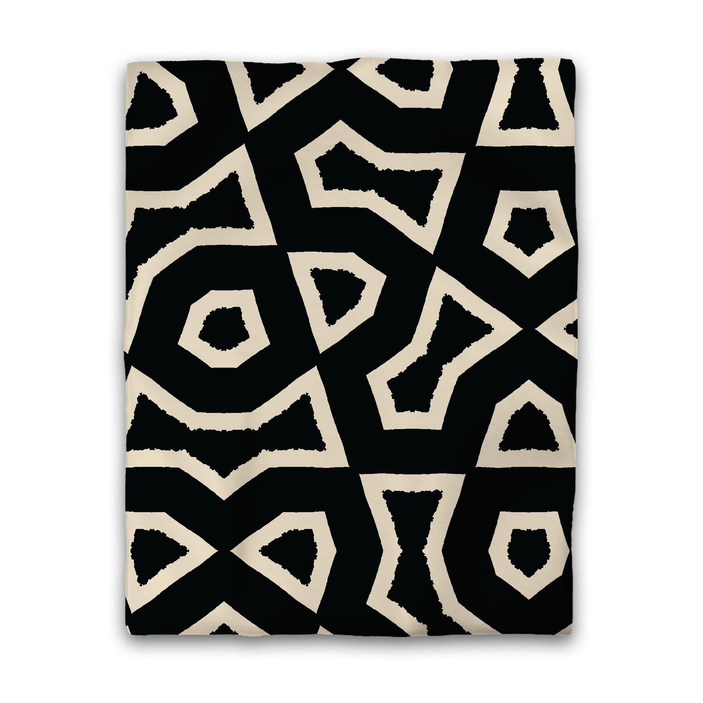 Black Microfiber Duvet Cover, Bold Beige Graphic | MFDU-1015-392
