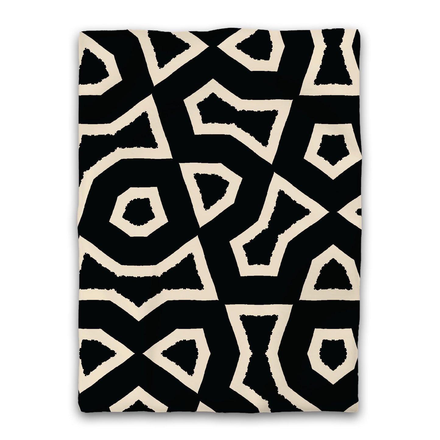 Black Microfiber Duvet Cover, Bold Beige Graphic, Twin (width x length) 68 x 88 inches / 173 x 224 cm