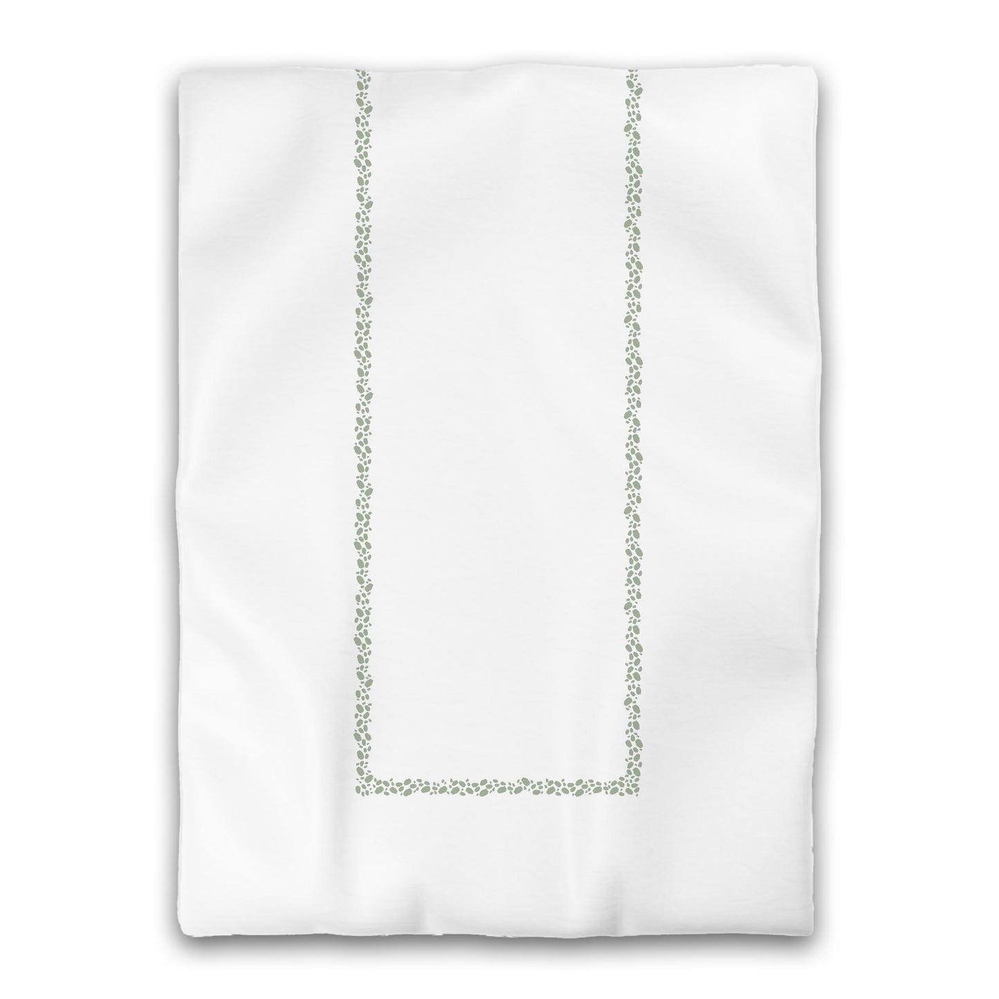 White Microfiber Duvet Cover, Green Hand-painted Dab Motif Print, Classic Border, Twin XL (width x length) 68 x 92 inches / 173 x 234 cm