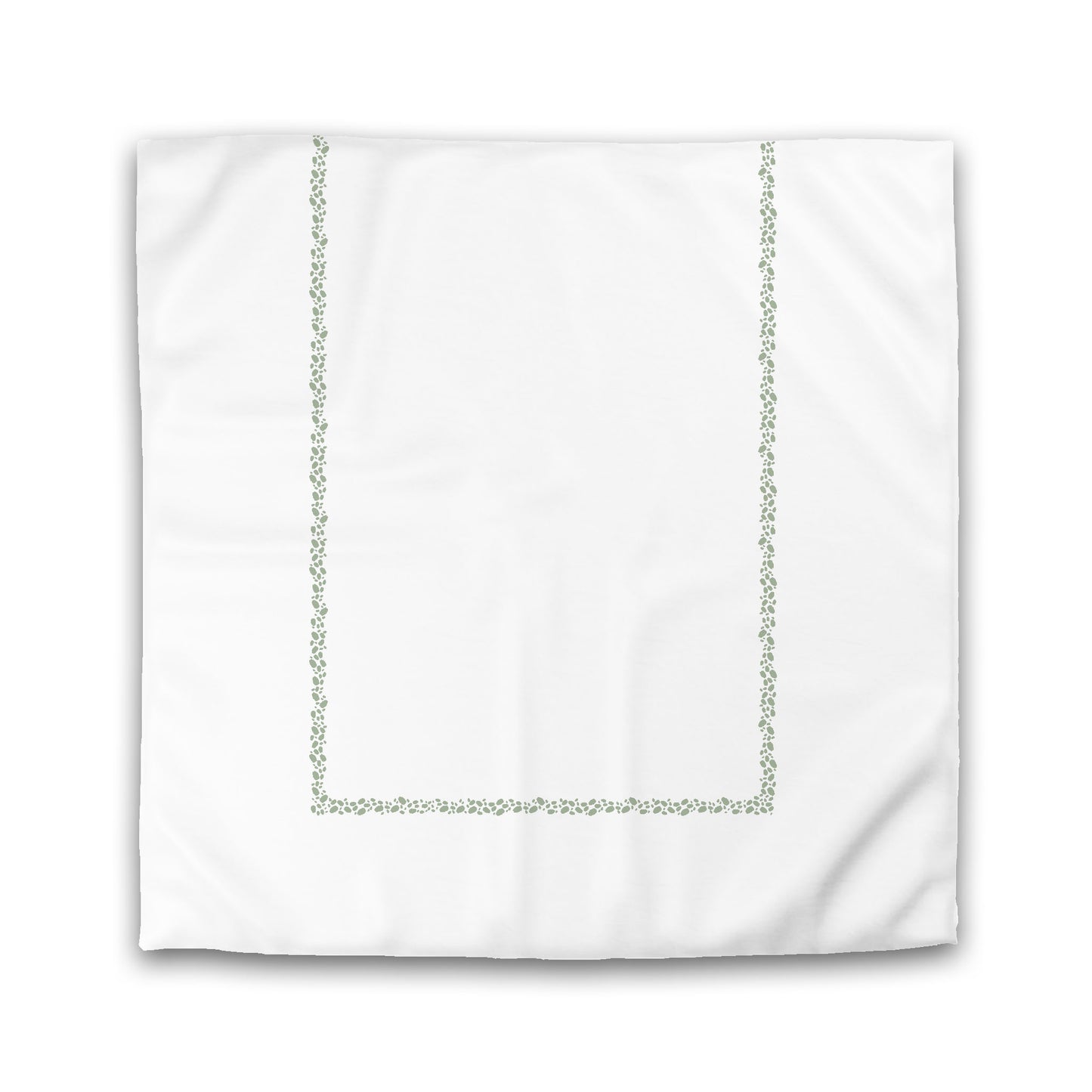White Microfiber Duvet Cover, Green Hand-painted Dab Motif Print, Classic Border, King (width x length) 104 x 88 inches / 264 x 224 cm