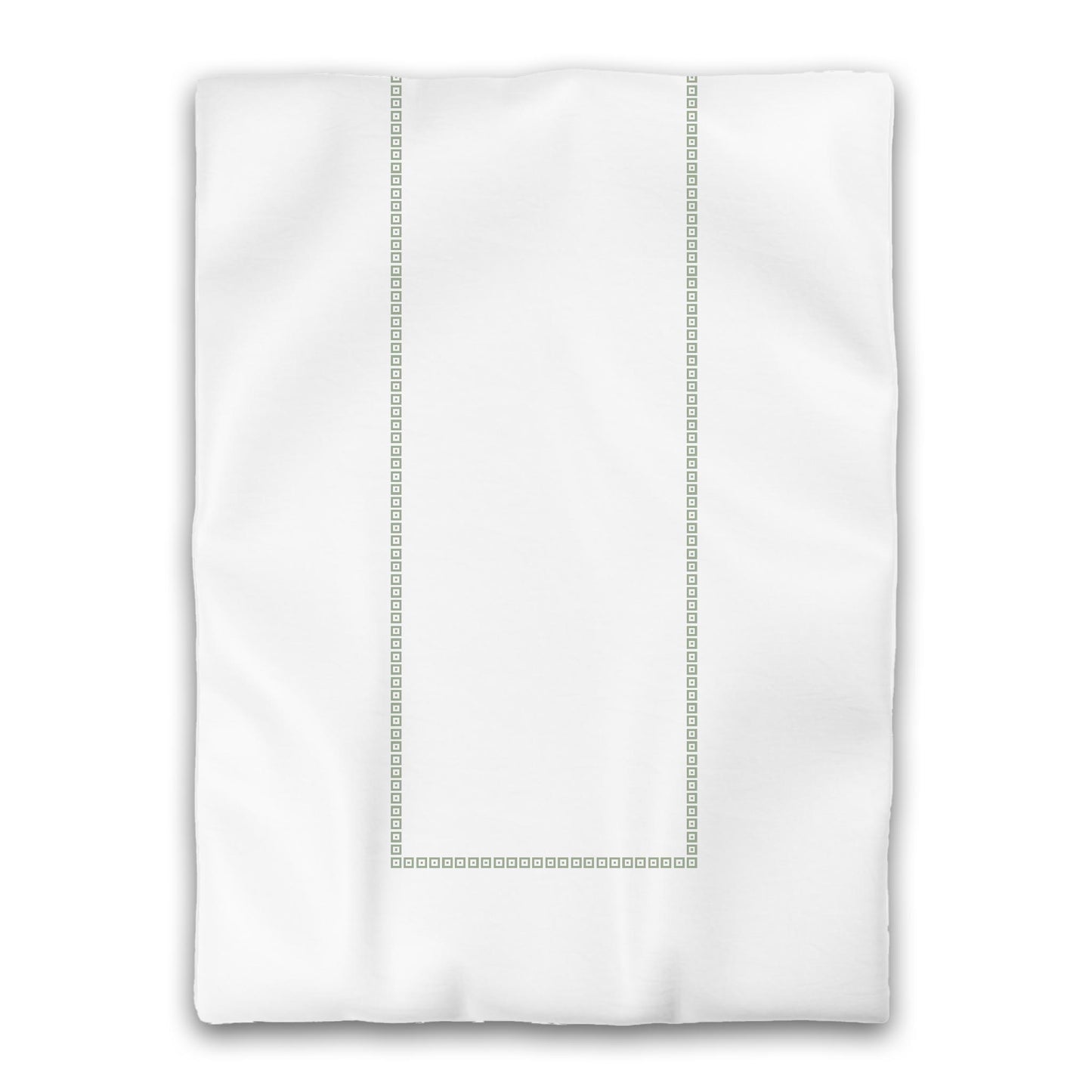 White Microfiber Duvet Cover, Green Repeating Square Motif Print, Classic Border, Twin XL (width x length) 68 x 92 inches / 173 x 234 cm