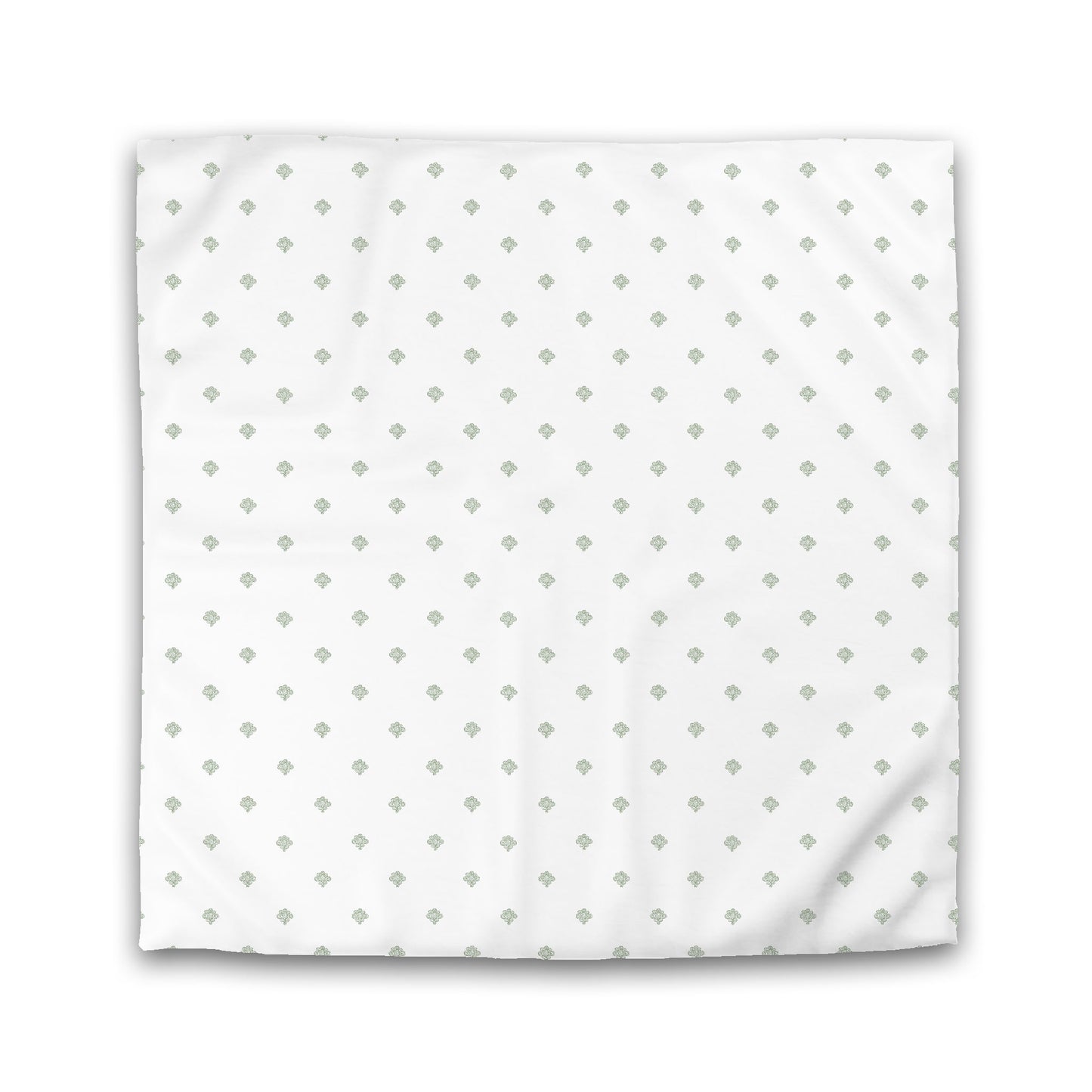 Off-white Cotton Sateen Duvet Cover, Green Hand-painted Swizzle Motif Print, King (width x length) 106 x 92 inches / 269 x 234 cm