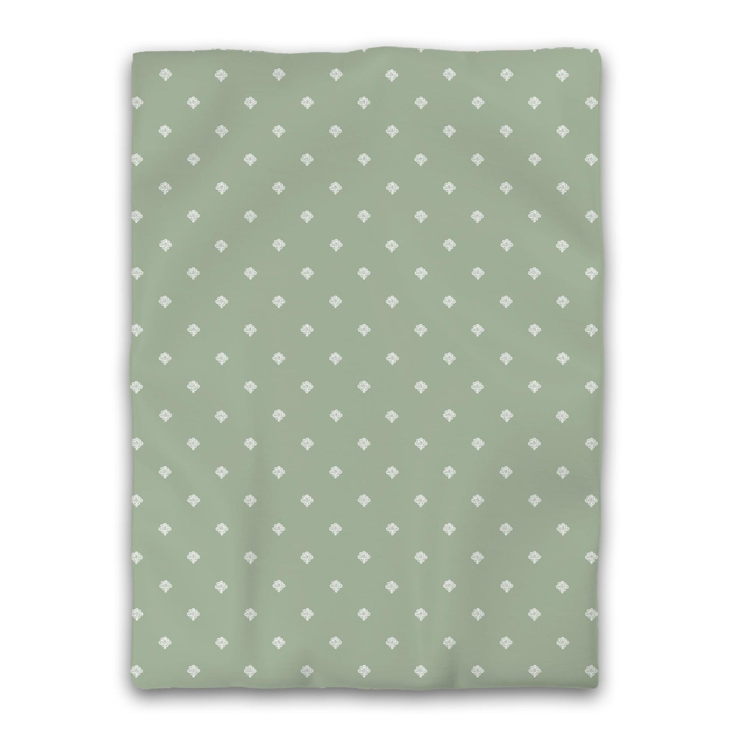 Green Microfiber Duvet Cover, White Hand-painted Swizzle Motif Print, Twin XL (width x length) 68 x 92 inches / 173 x 234 cm