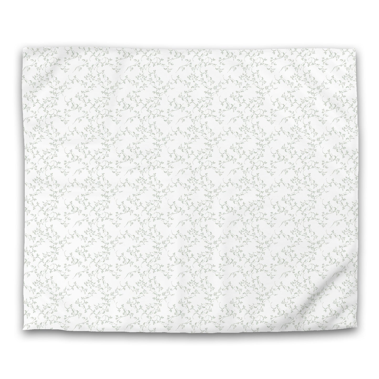 White Microfiber Duvet Cover, Green Hand-painted Vine Print | MFDU-1052-181