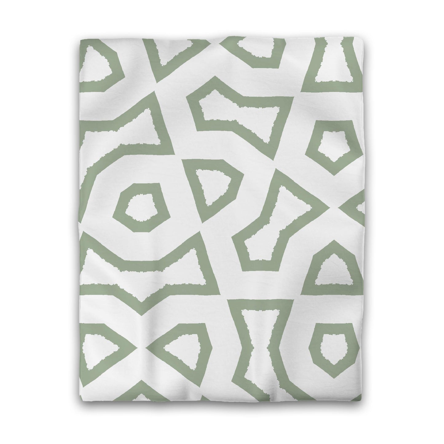 Off-white Cotton Sateen Duvet Cover, Bold Green Graphic, Twin (width x length) 70 x 90 inches / 178 x 229 cm