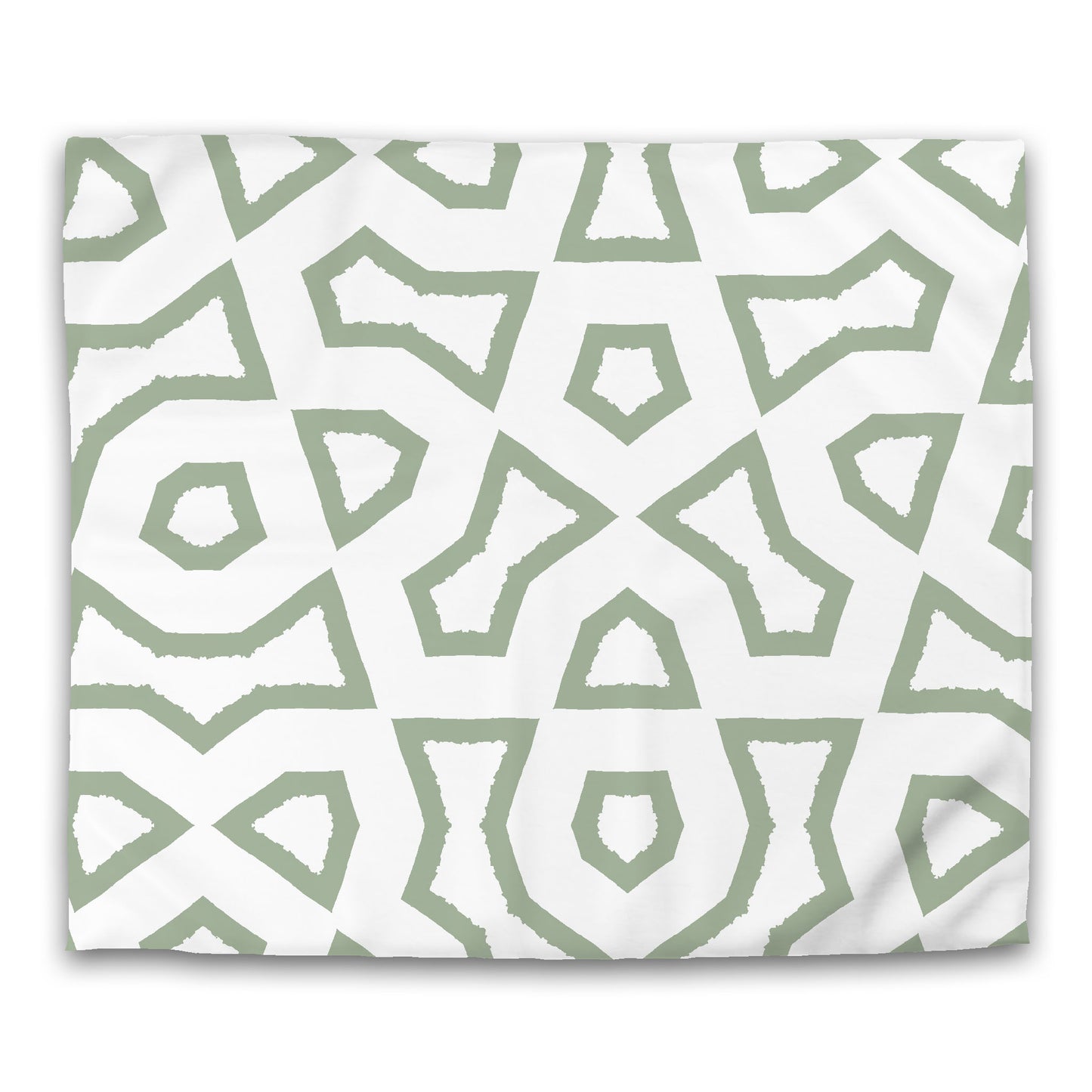Off-white Cotton Sateen Duvet Cover, Bold Green Graphic | CSDU-1052-391