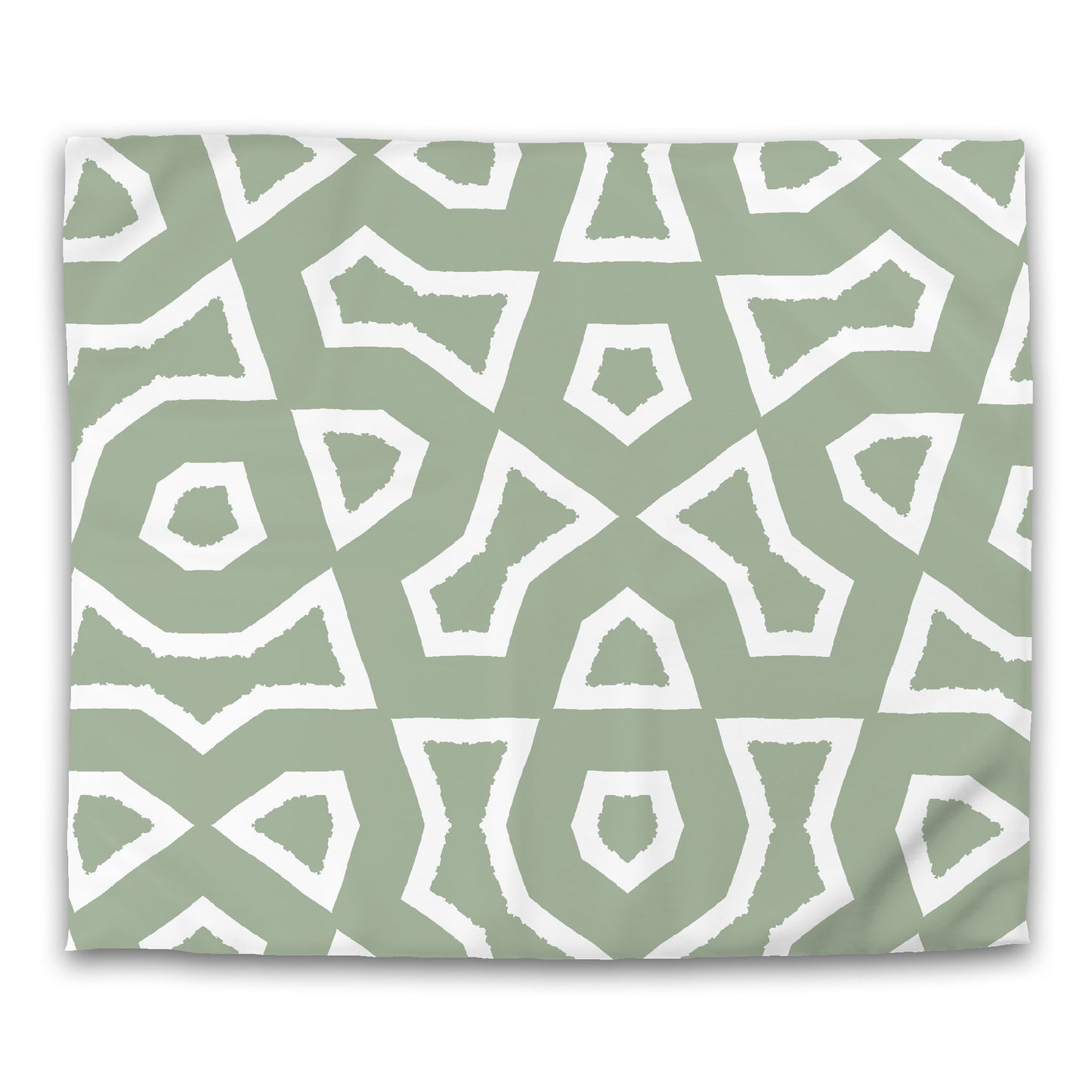 Green Cotton Sateen Duvet Cover, Bold Off-white Graphic | CSDU-1052-392