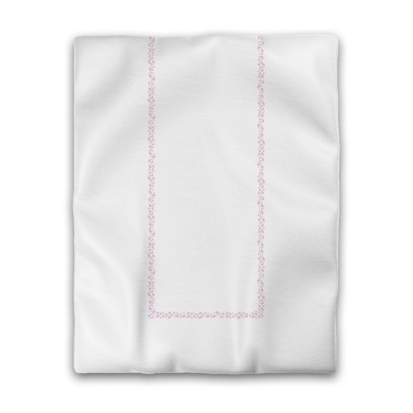 Off-white Cotton Sateen Duvet Cover, Pink Hand-painted Dab Motif Print, Classic Border, Twin (width x length) 70 x 90 inches / 178 x 229 cm