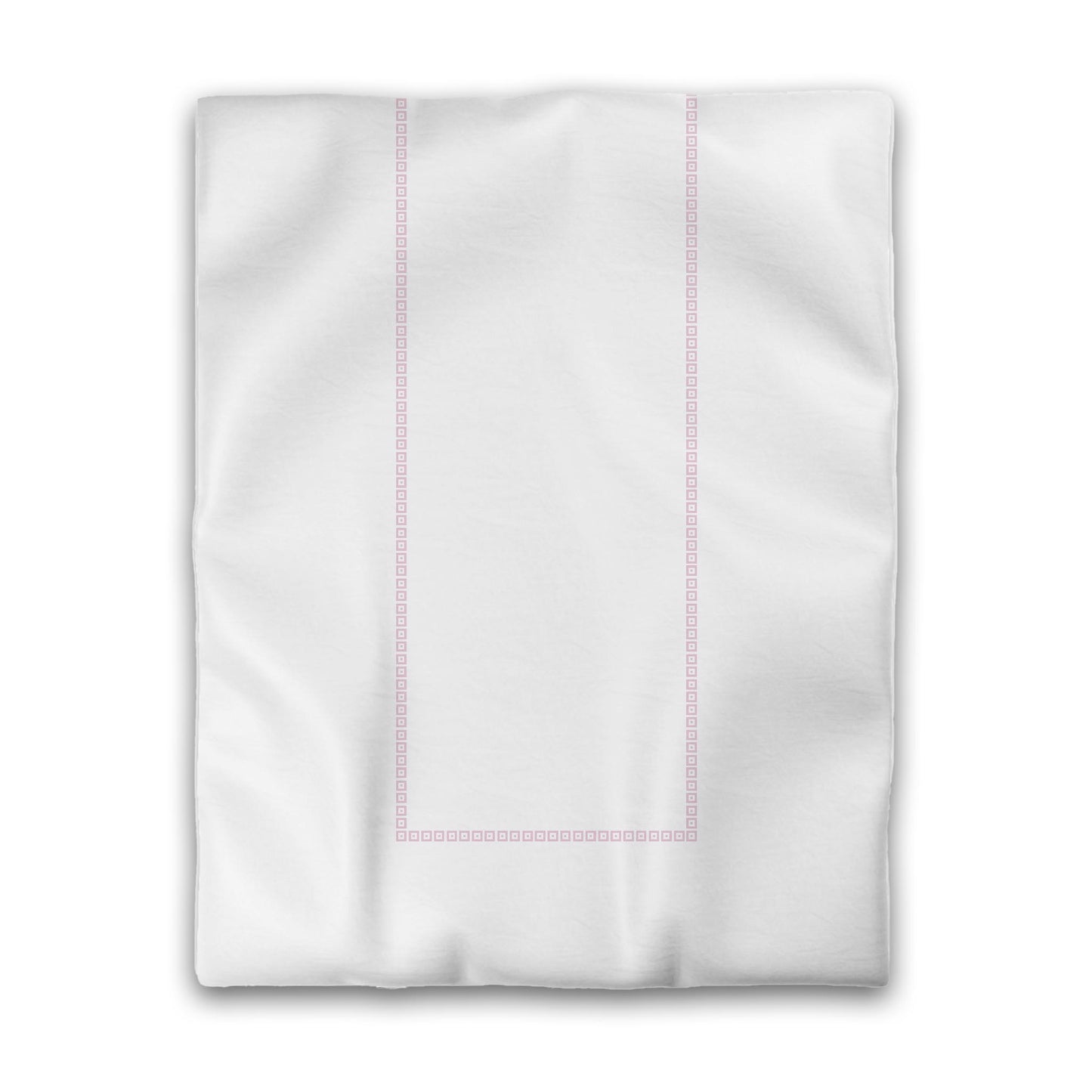 White Microfiber Duvet Cover, Pink Repeating Square Motif Print, Classic Border, Twin (width x length) 68 x 88 inches / 173 x 224 cm