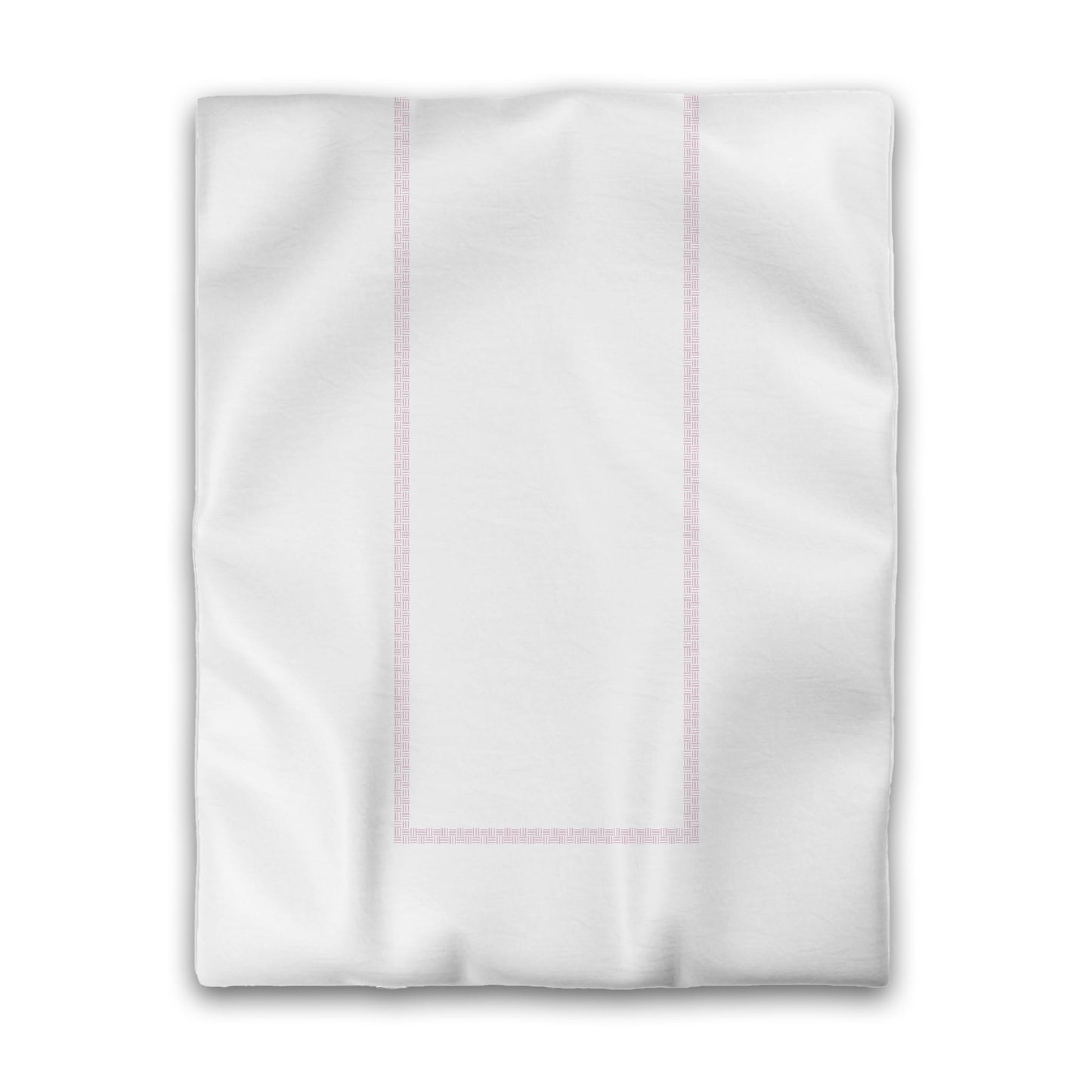 Off-white Cotton Sateen Duvet Cover, Pink Double Weave Motif Print, Classic Border, Twin (width x length) 70 x 90 inches / 178 x 229 cm
