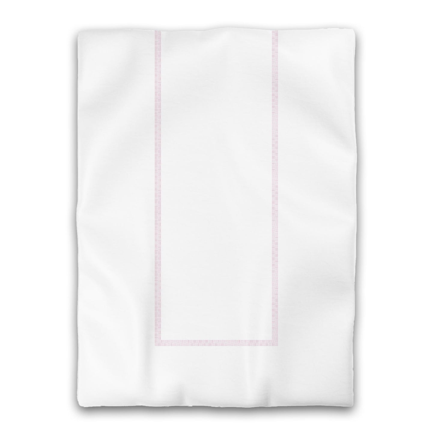 White Microfiber Duvet Cover, Pink Double Weave Motif Print, Classic Border, Twin XL (width x length) 68 x 92 inches / 173 x 234 cm