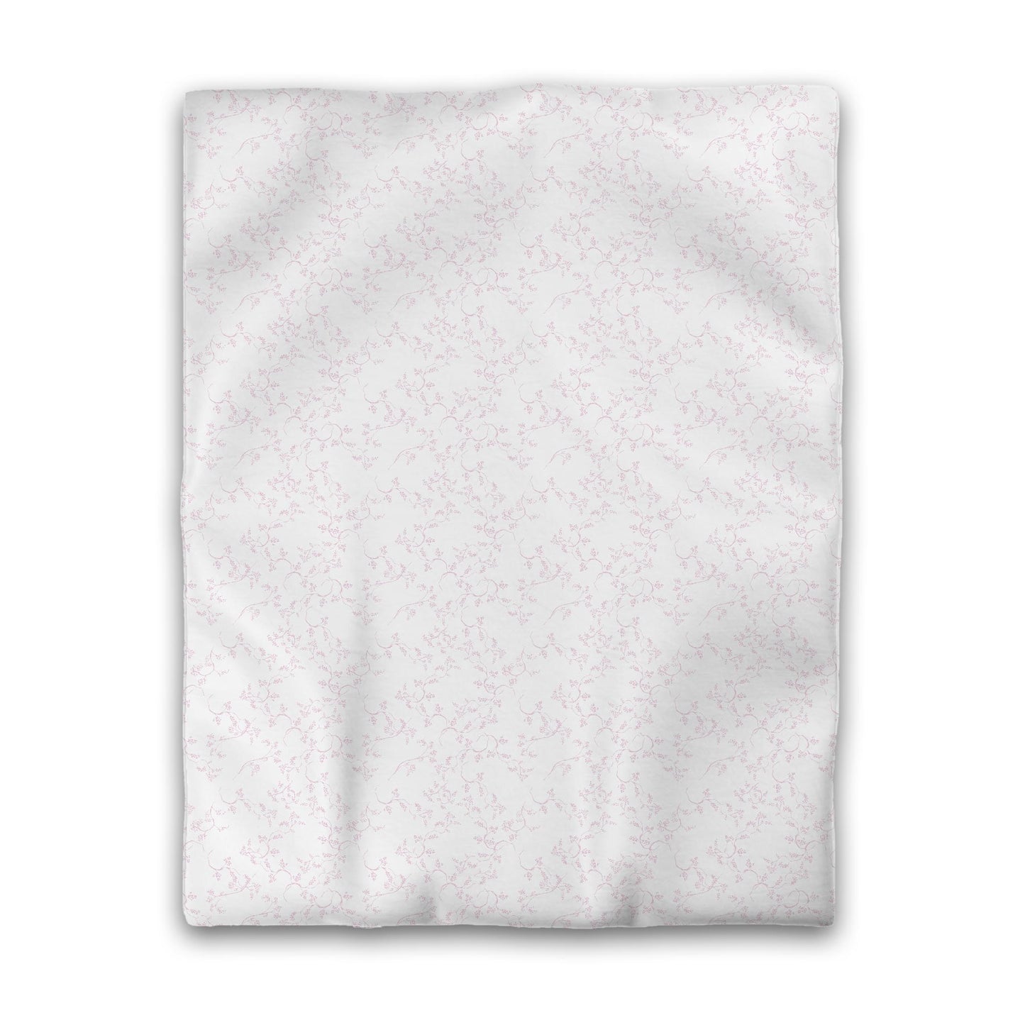 Off-white Cotton Sateen Duvet Cover, Pink Hand-painted Vine Print, Twin (width x length) 70 x 90 inches / 178 x 229 cm