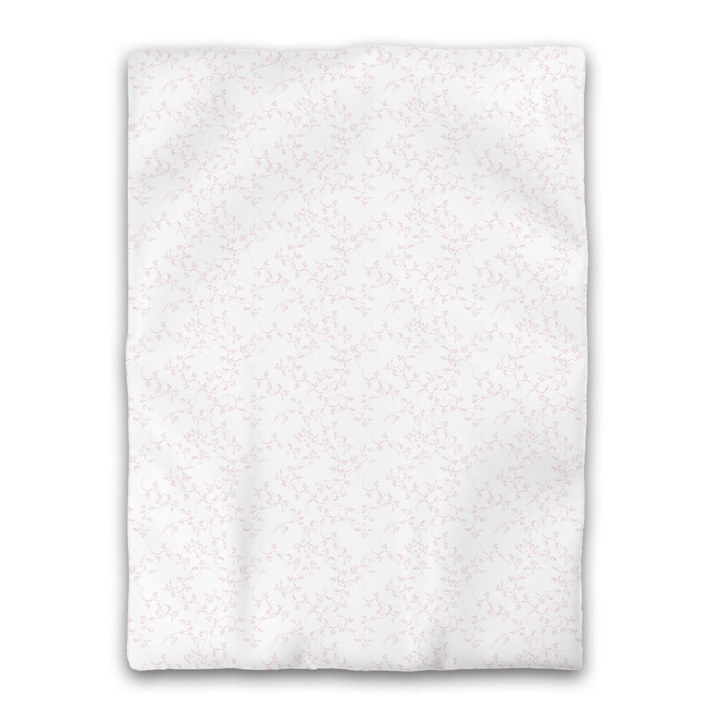 White Microfiber Duvet Cover, Pink Hand-painted Vine Print, Twin XL (width x length) 68 x 92 inches / 173 x 234 cm