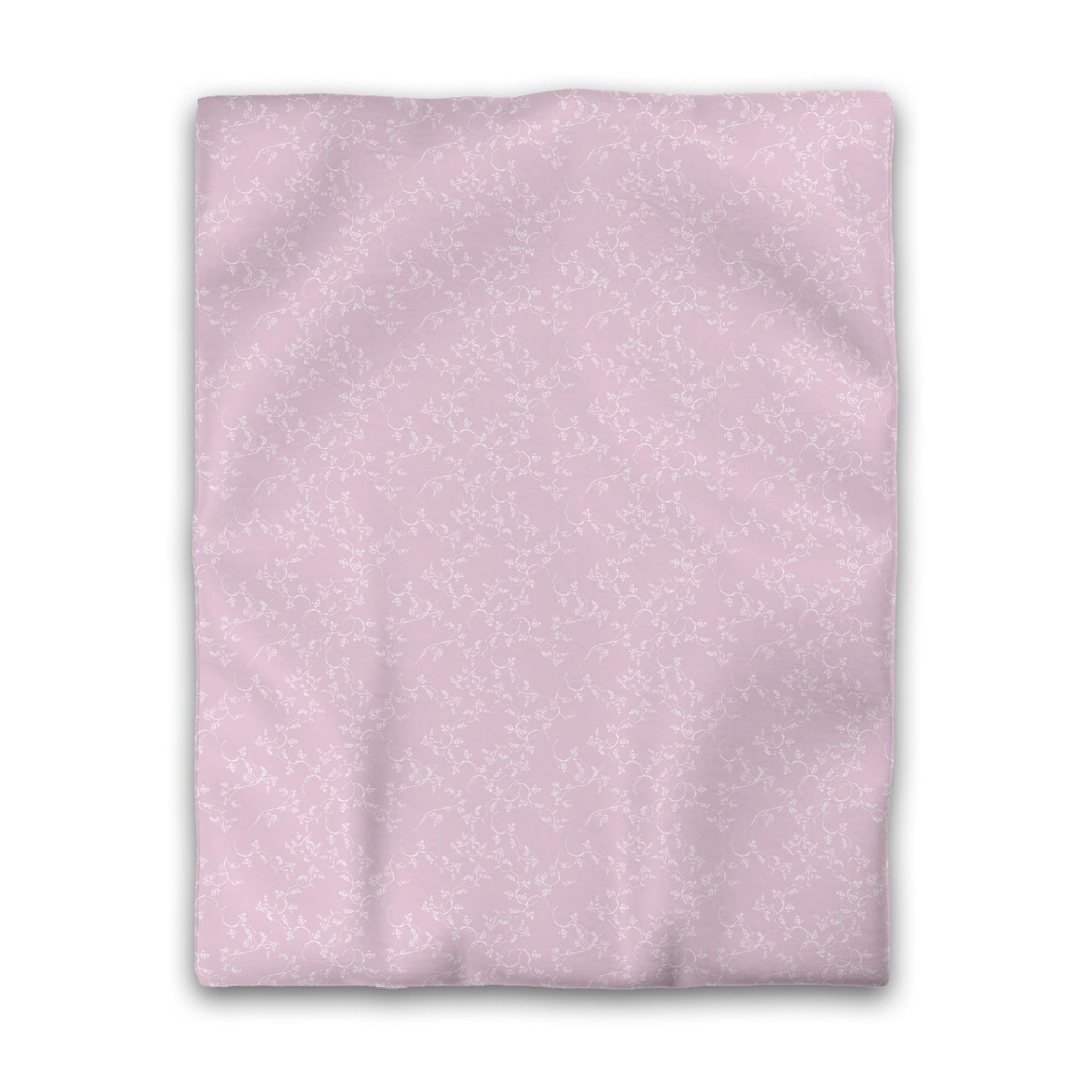 Pink Microfiber Duvet Cover, White Hand-painted Vine Print, Twin (width x length) 68 x 88 inches / 173 x 224 cm