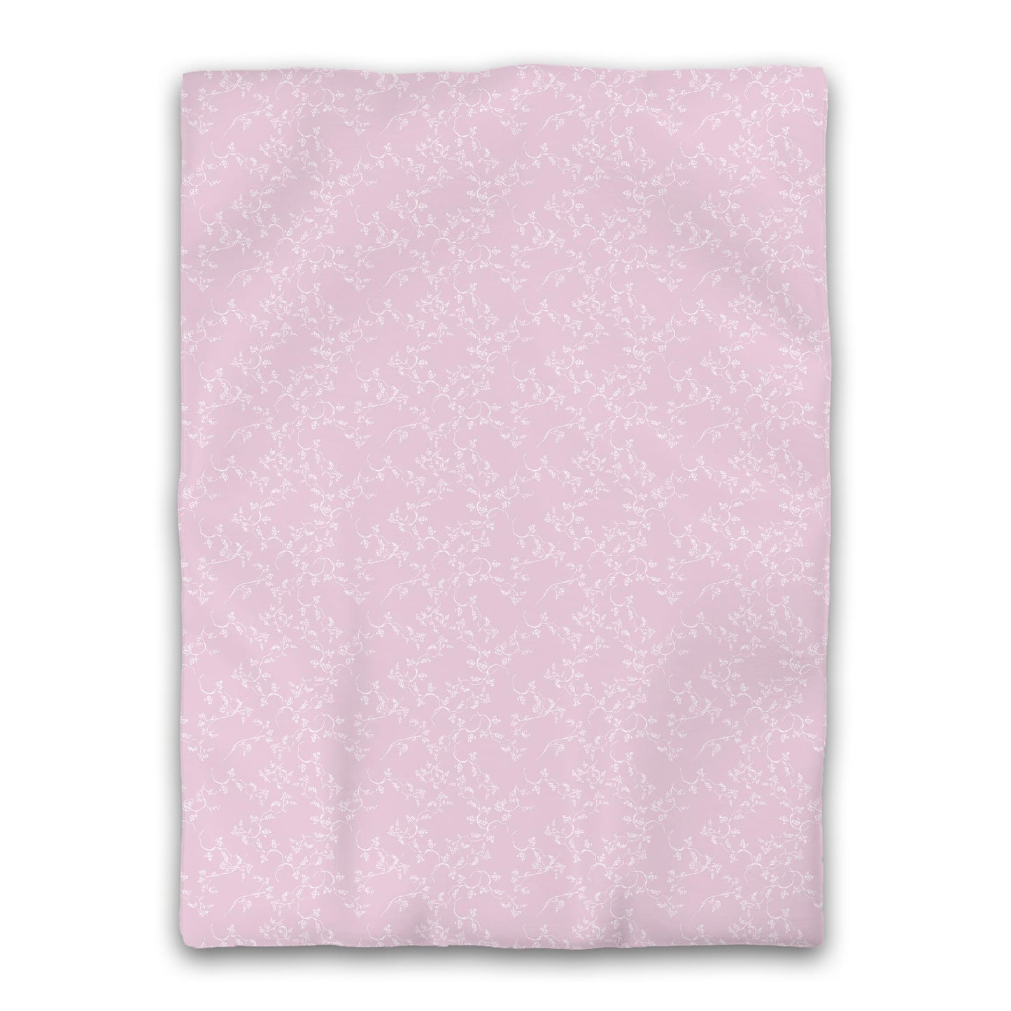 Pink Microfiber Duvet Cover, White Hand-painted Vine Print, Twin XL (width x length) 68 x 92 inches / 173 x 234 cm