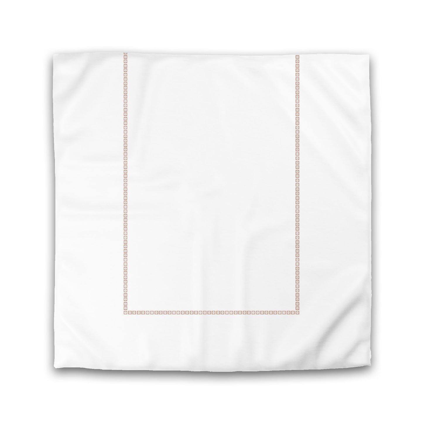 Off-white Cotton Sateen Duvet Cover, Salmon Repeating Square Motif Print, Classic Border, King (width x length) 106 x 92 inches / 269 x 234 cm