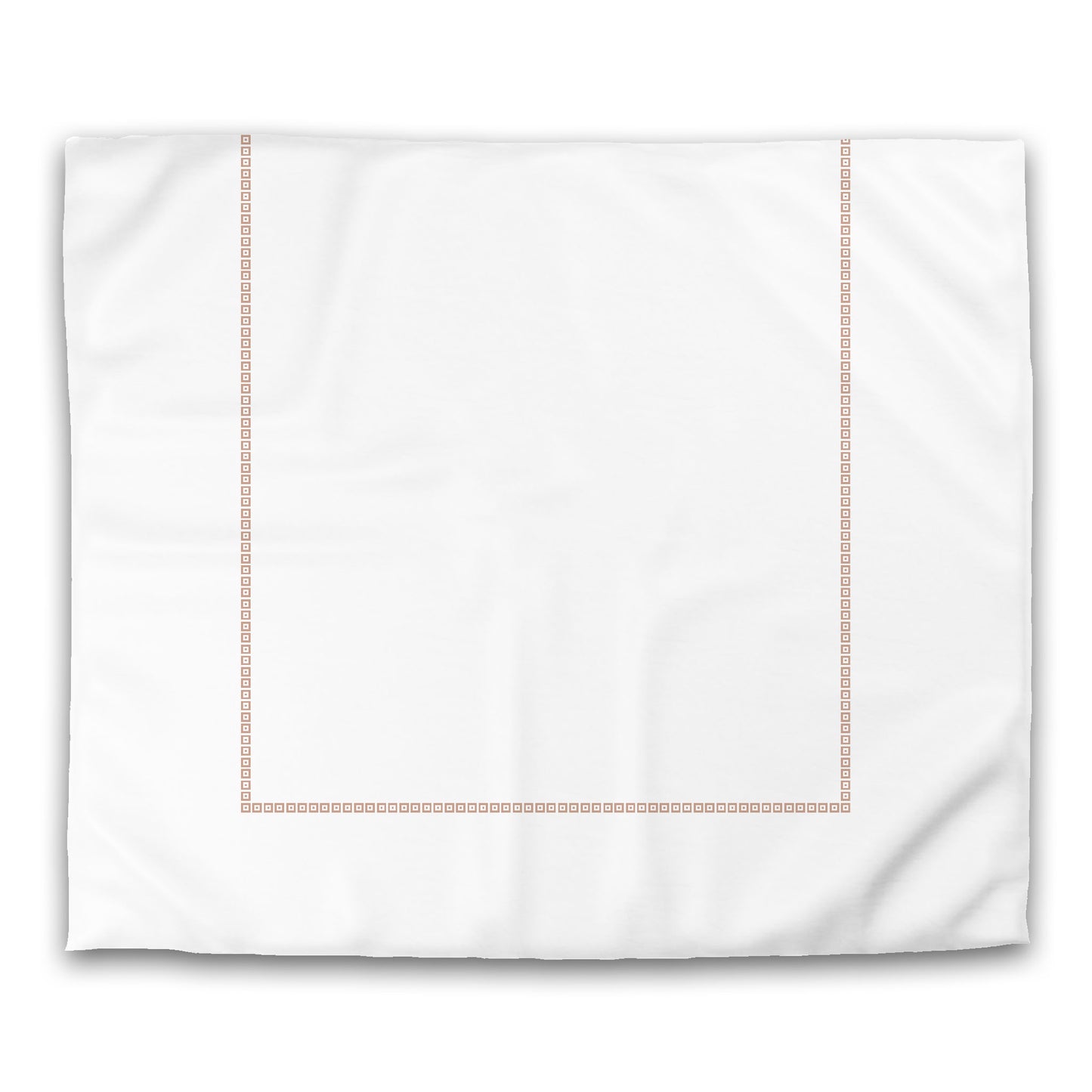 Off-white Cotton Sateen Duvet Cover, Salmon Repeating Square Motif Print, Classic Border | CSDU-1139-121