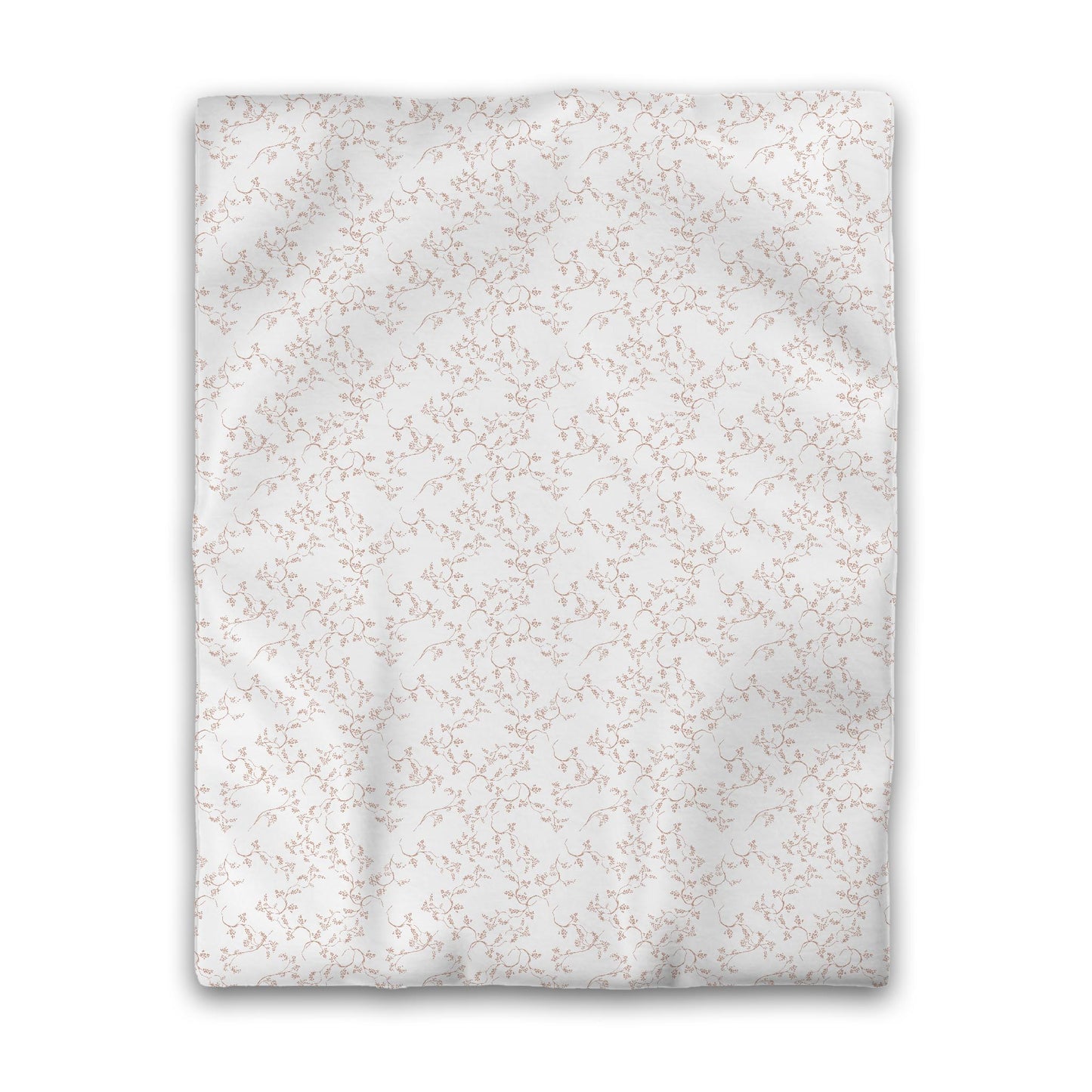 White Microfiber Duvet Cover, Salmon Hand-painted Vine Print, Twin (width x length) 68 x 88 inches / 173 x 224 cm