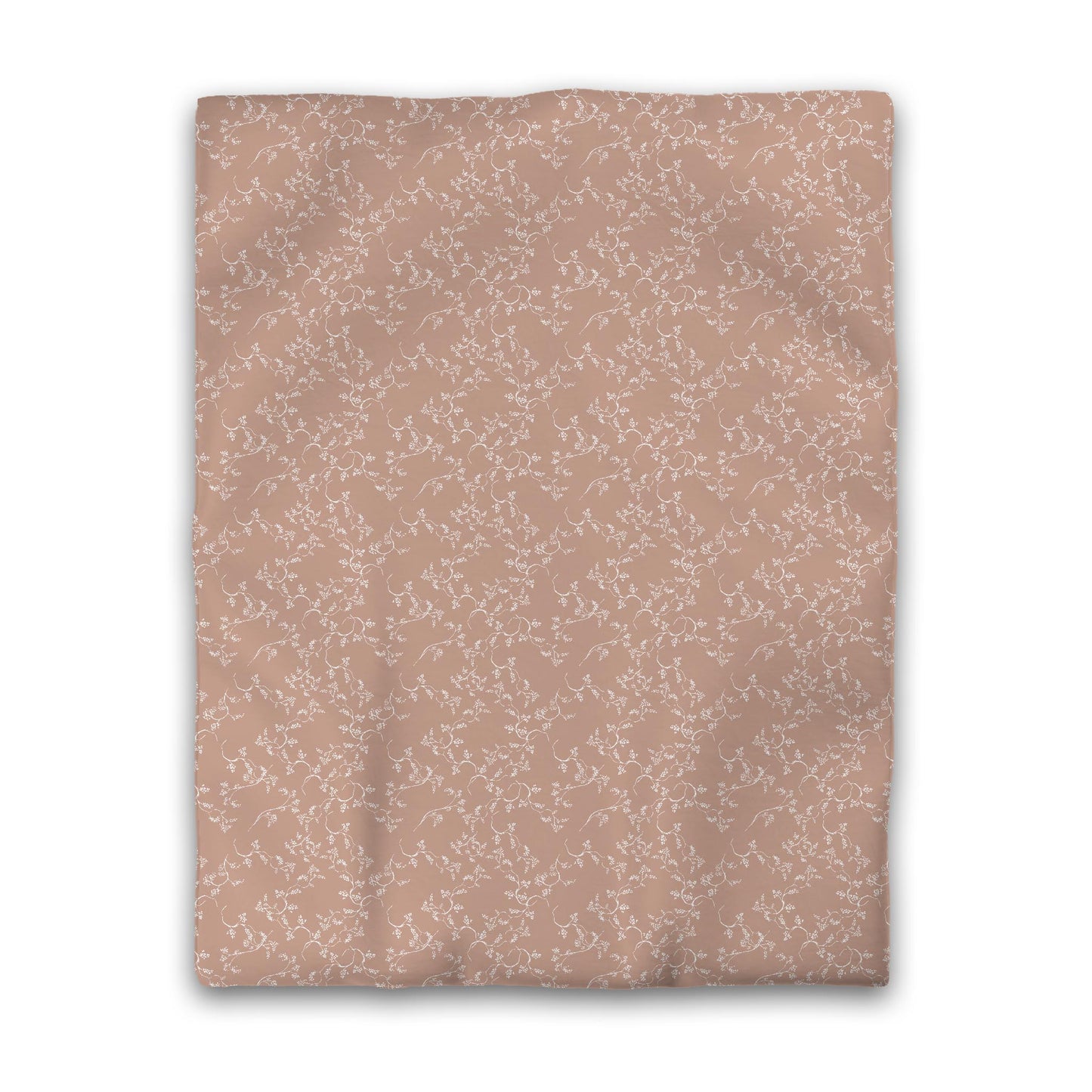 Salmon Microfiber Duvet Cover, White Hand-painted Vine Print, Twin (width x length) 68 x 88 inches / 173 x 224 cm