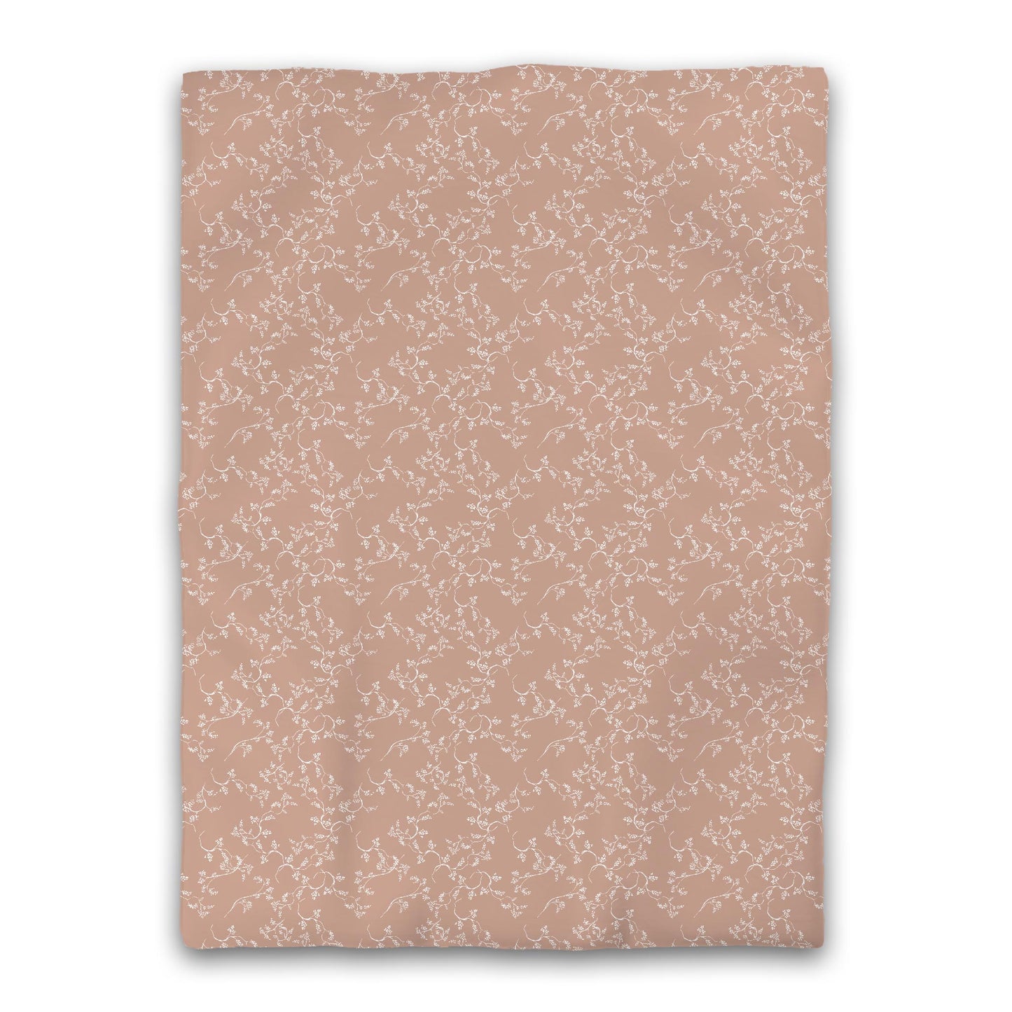 Salmon Microfiber Duvet Cover, White Hand-painted Vine Print, Twin XL (width x length) 68 x 92 inches / 173 x 234 cm