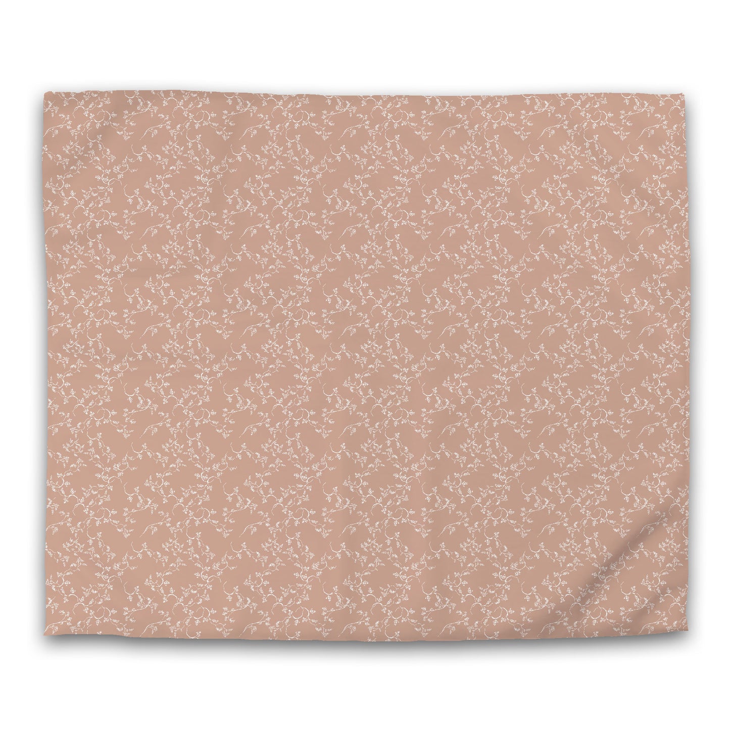 Salmon Microfiber Duvet Cover, White Hand-painted Vine Print | MFDU-1139-182