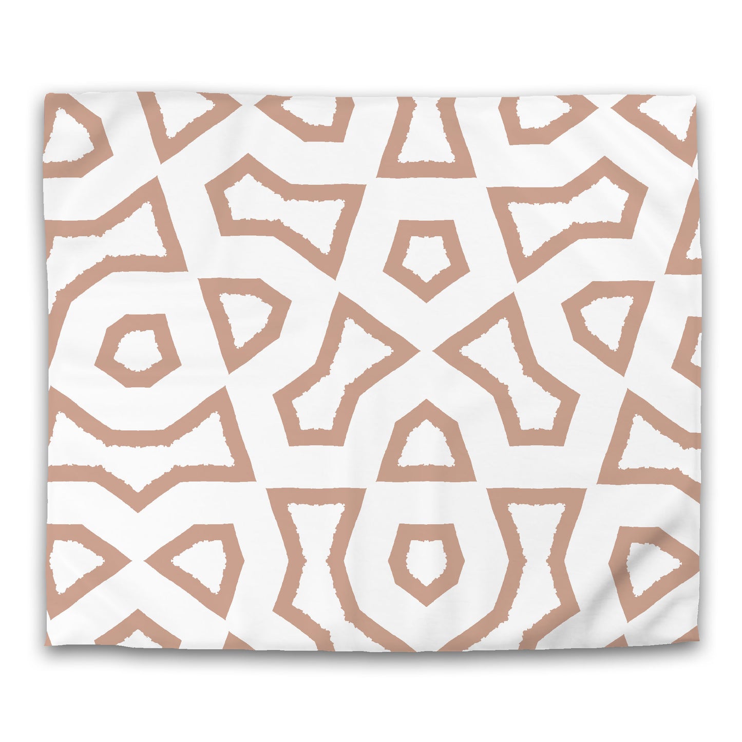 Off-white Cotton Sateen Duvet Cover, Bold Salmon Graphic | CSDU-1139-391