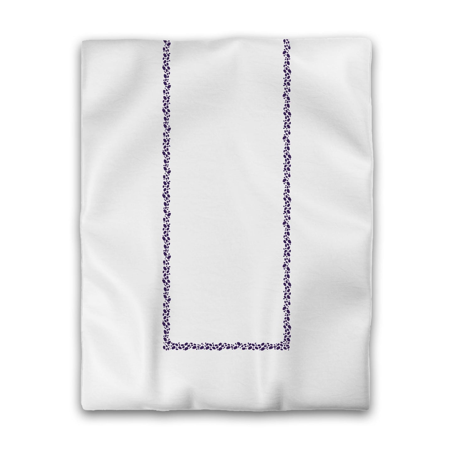 Off-white Cotton Sateen Duvet Cover, Purple Hand-painted Dab Motif Print, Classic Border, Twin (width x length) 70 x 90 inches / 178 x 229 cm
