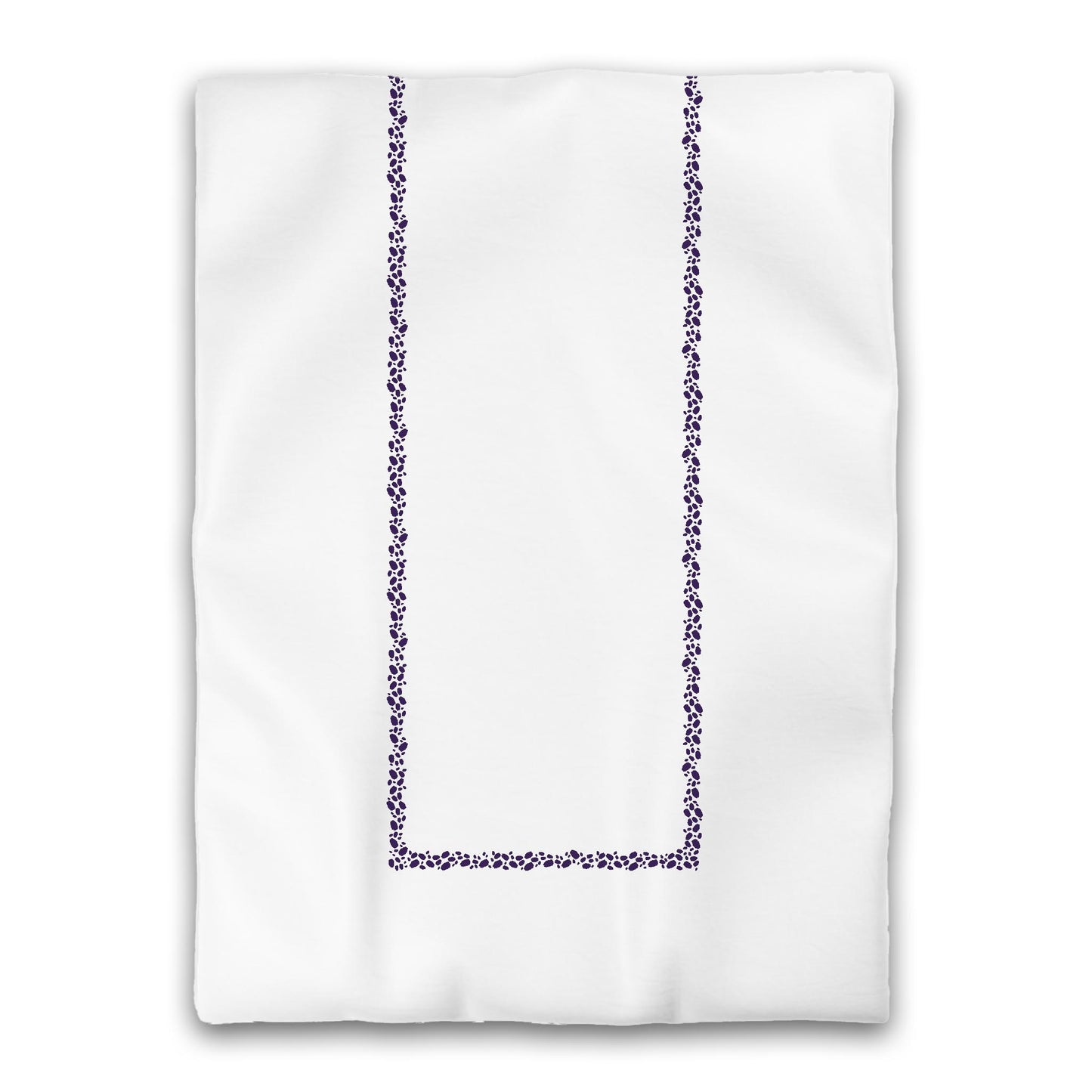 White Microfiber Duvet Cover, Purple Hand-painted Dab Motif Print, Classic Border, Twin XL (width x length) 68 x 92 inches / 173 x 234 cm