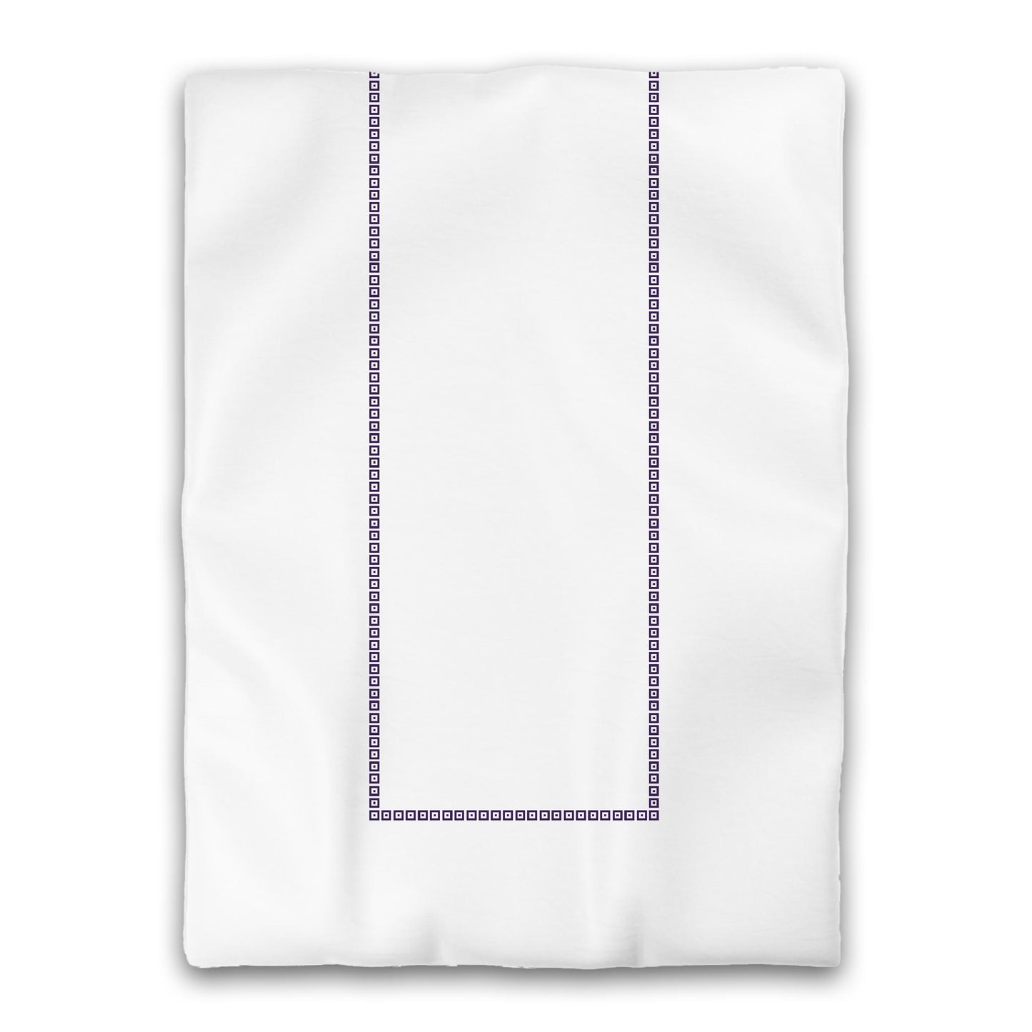 White Microfiber Duvet Cover, Purple Repeating Square Motif Print, Classic Border, Twin XL (width x length) 68 x 92 inches / 173 x 234 cm