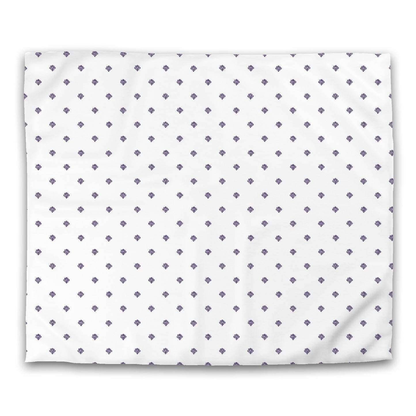 White Microfiber Duvet Cover, Purple Hand-painted Swizzle Motif Print | MFDU-1143-171